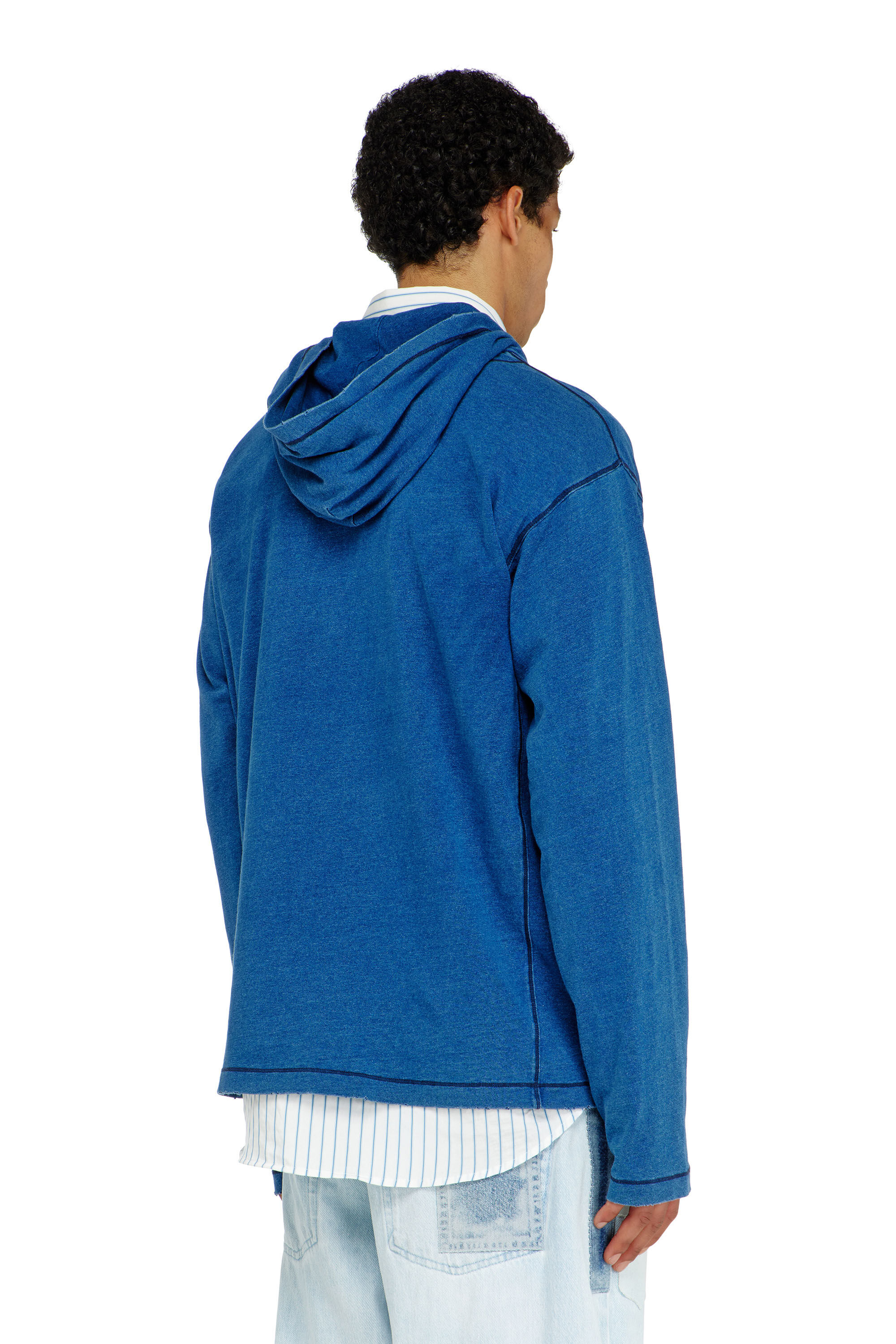 Diesel - T-NOX-LS-HOOD, Man's Hooded long-sleeve T-shirt with shadow-effect patches in null - 3