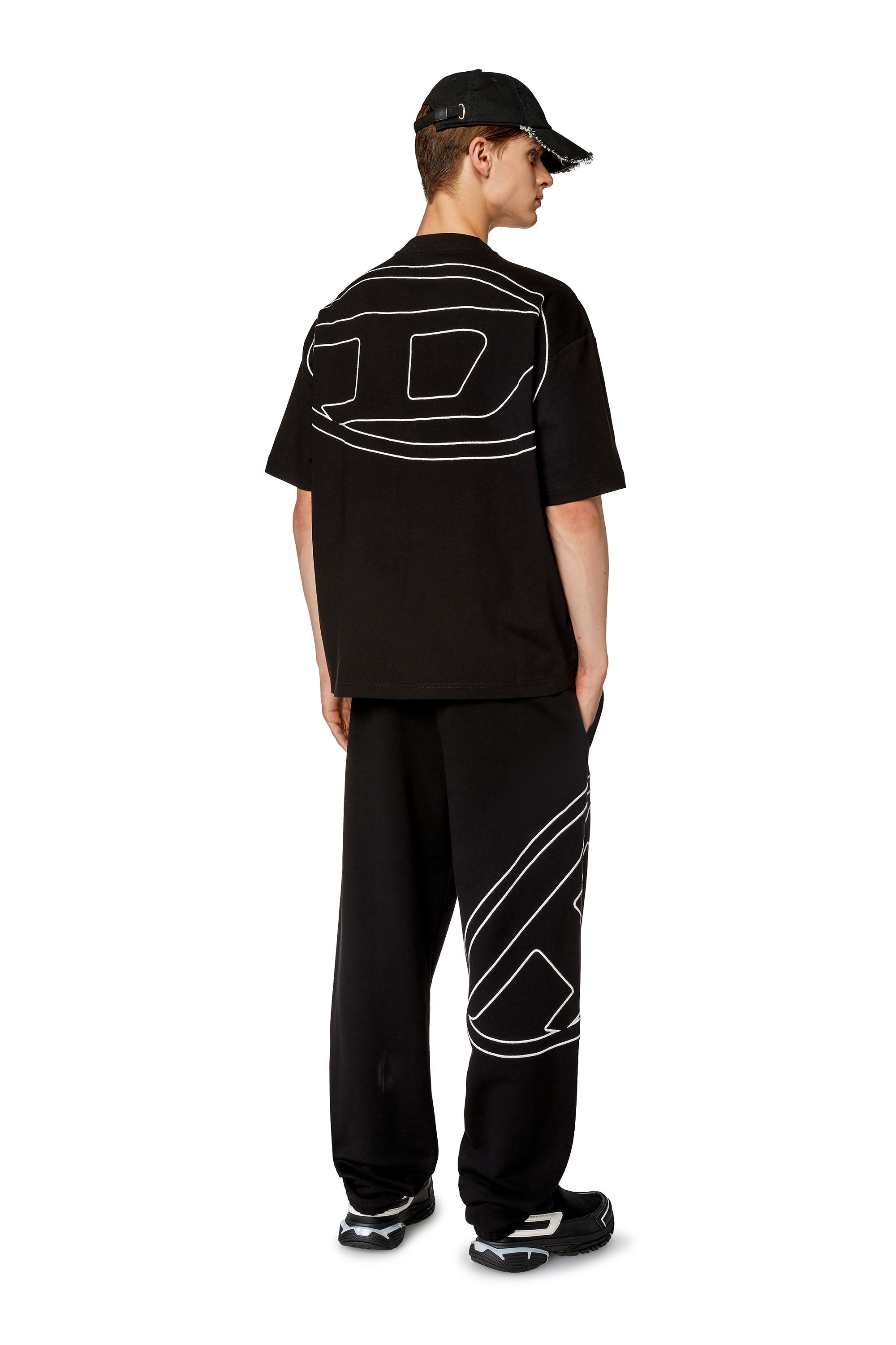 Diesel - T-BOGGY-MEGOVAL-D, Man T-shirt with maxi oval D embroidery in Black - Image 1