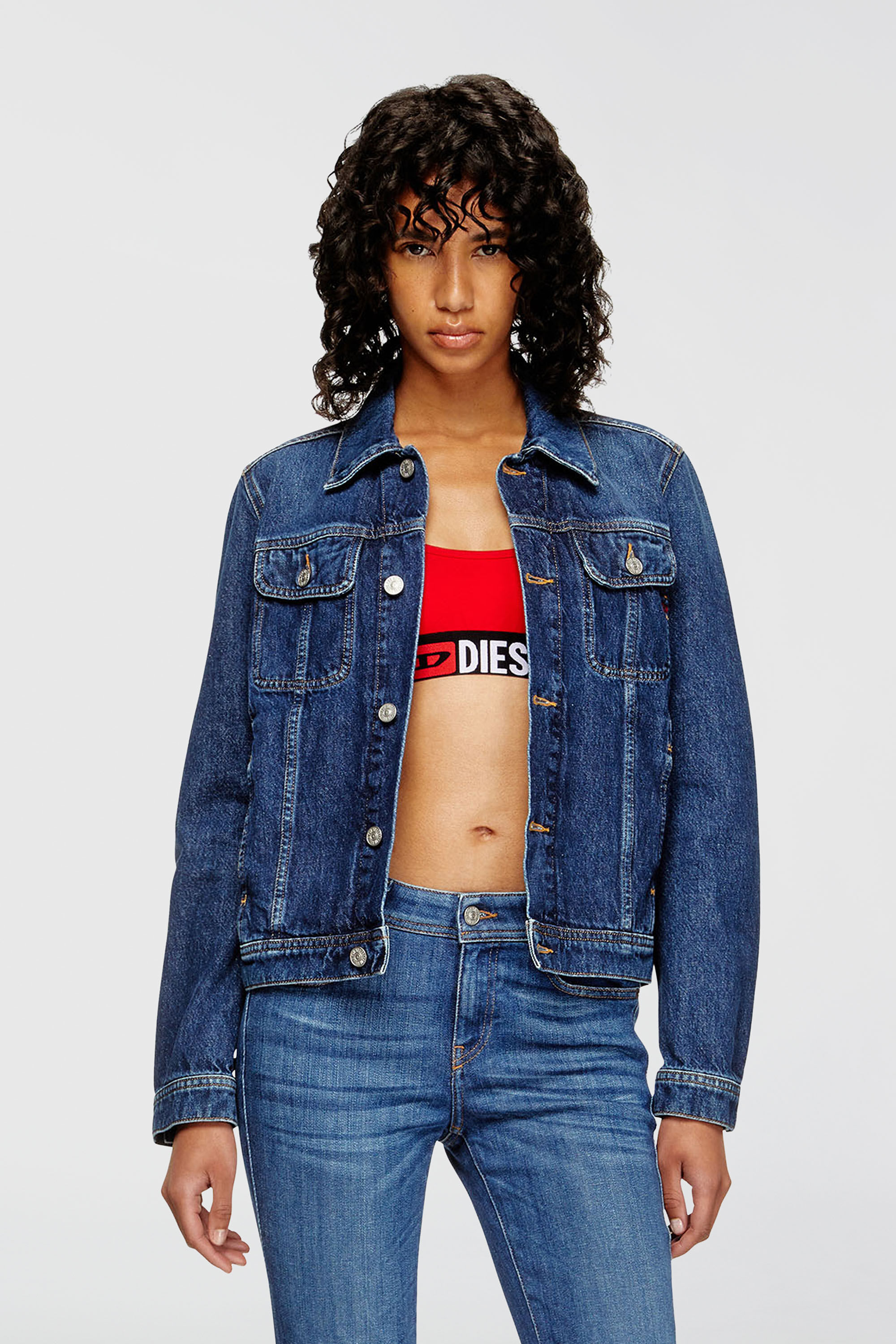Diesel - UFSB-ORIBA, Woman's Cotton bralette with logo in Red - 5
