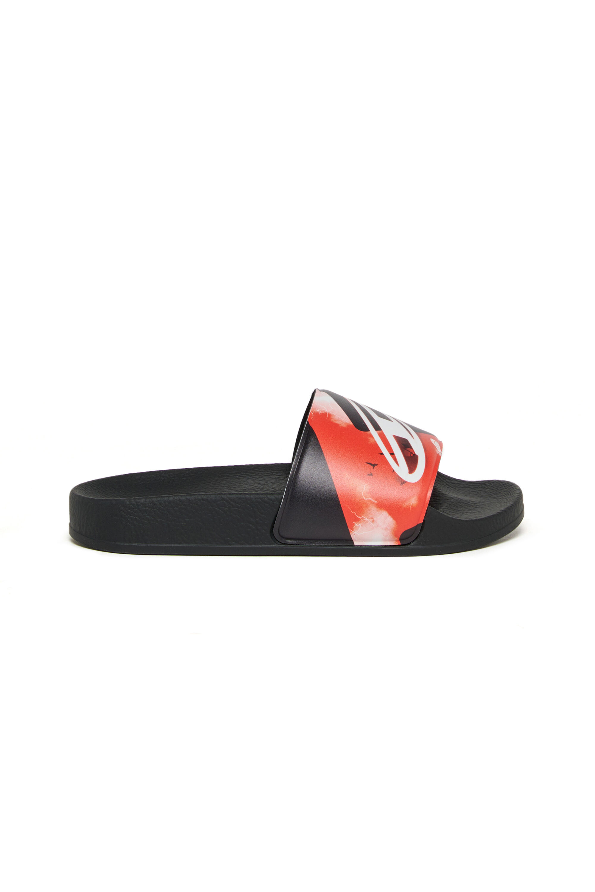 Diesel - SA-BWDIGF, Unisex's SA-BWDIGF-Slides with warped logo in Black - 1