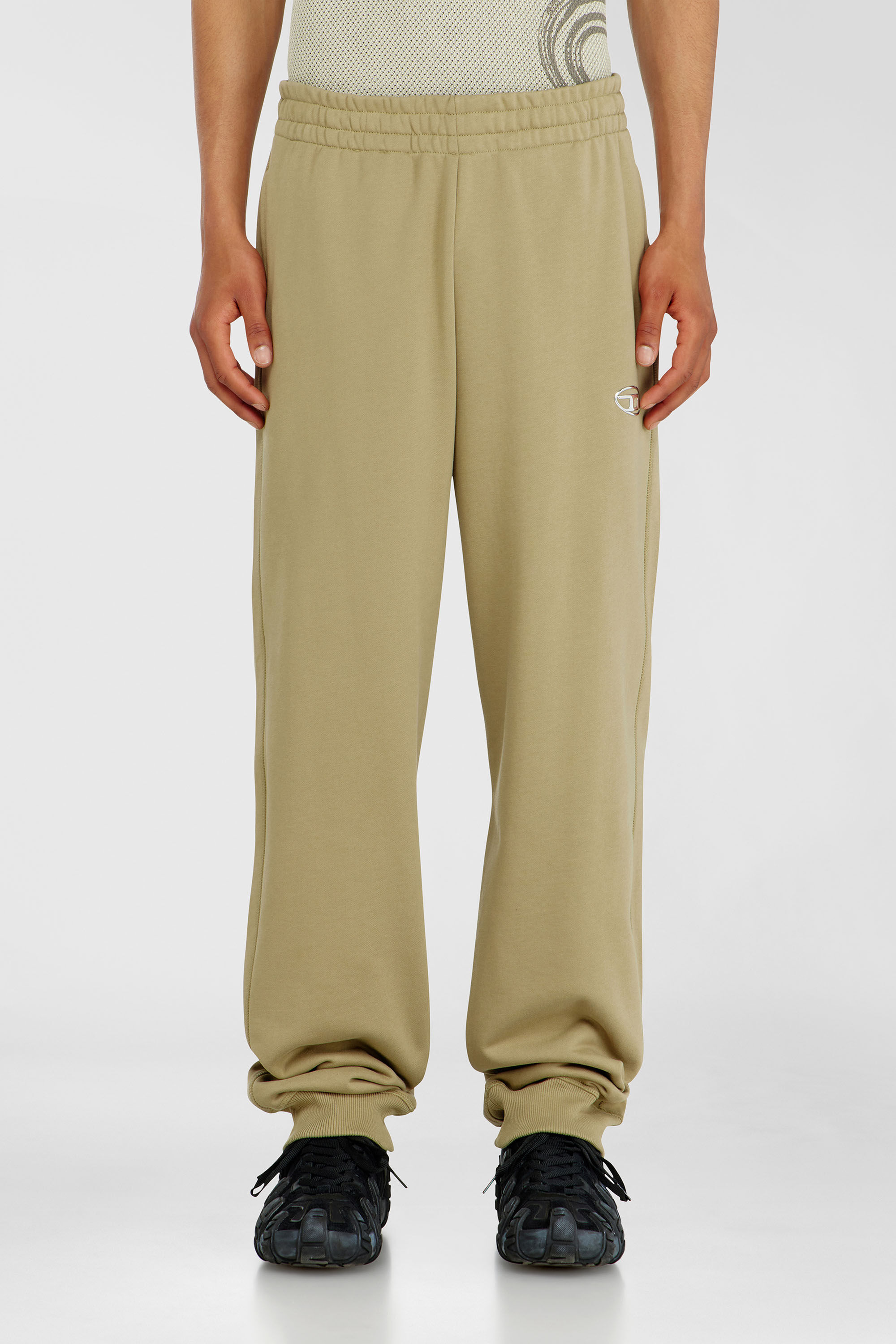 Diesel - P-MARKY-IOD, Man's Cotton pants with metallic Oval D in Beige - 3