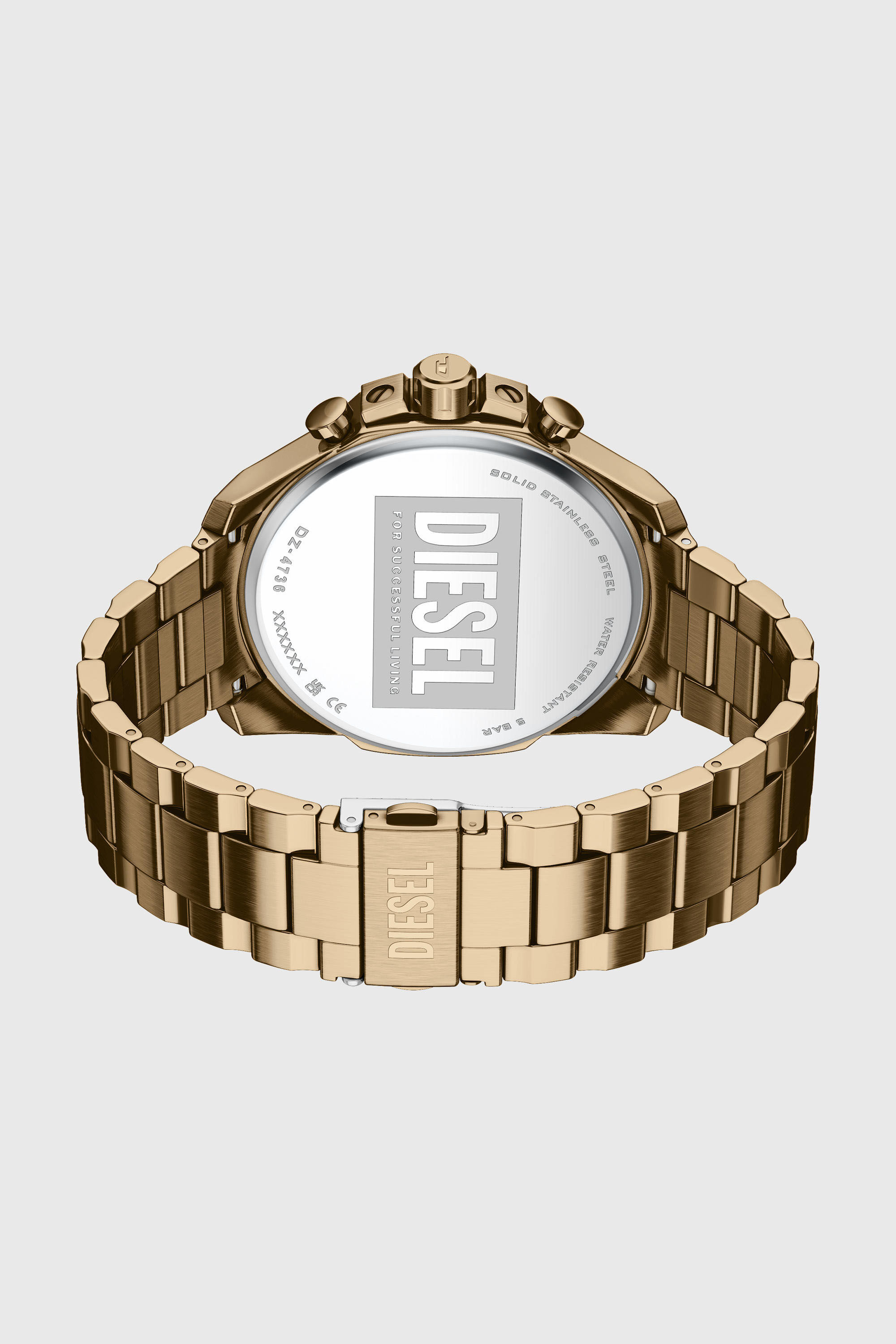 Diesel - DZ4736 WATCH, Man's Mega Chief Slim antique gold-tone stainless steel watch in Gold - 4