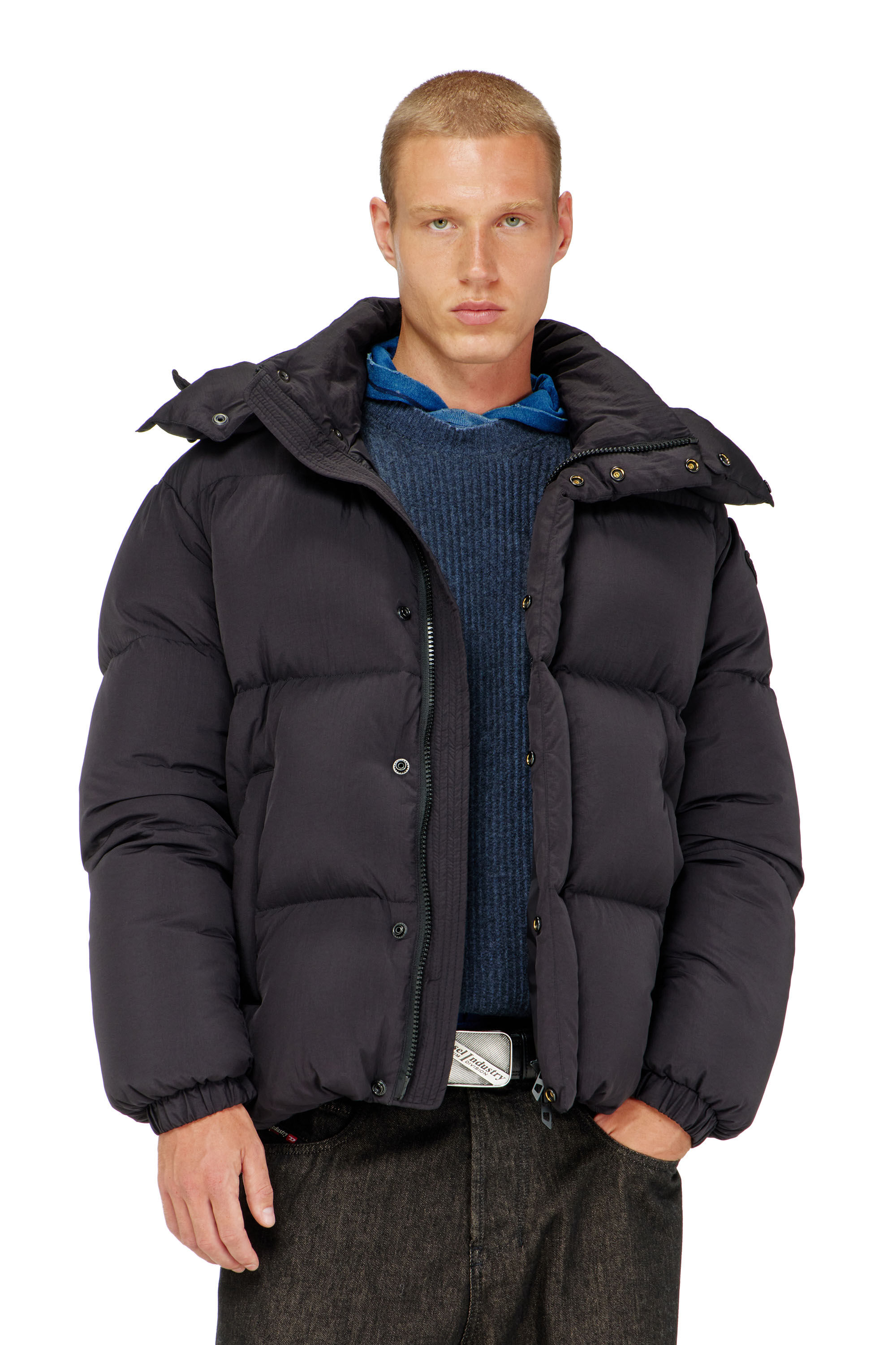 Diesel - W-ROLFYS-WRD, Man's Quilted down jacket in ViralOff&reg; Taslan in Dark grey - 3