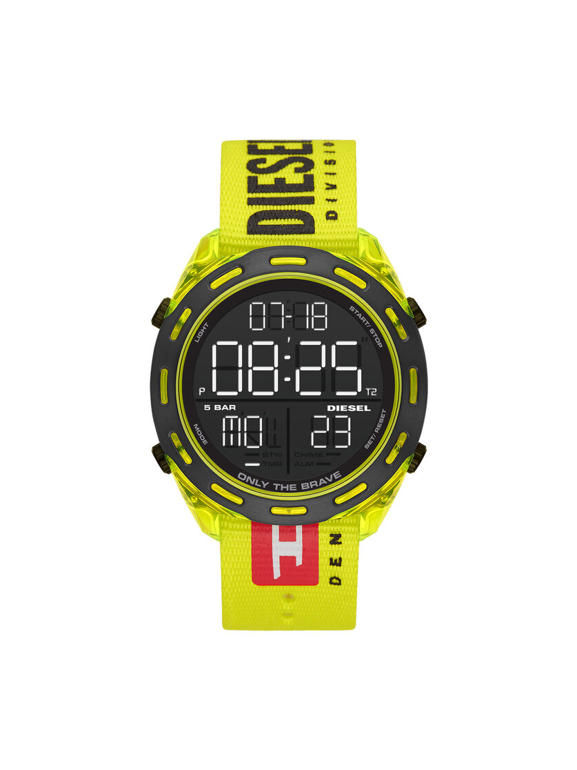 Dz1895 Man Crusher Digital Neon Yellow Nylon Watch Diesel