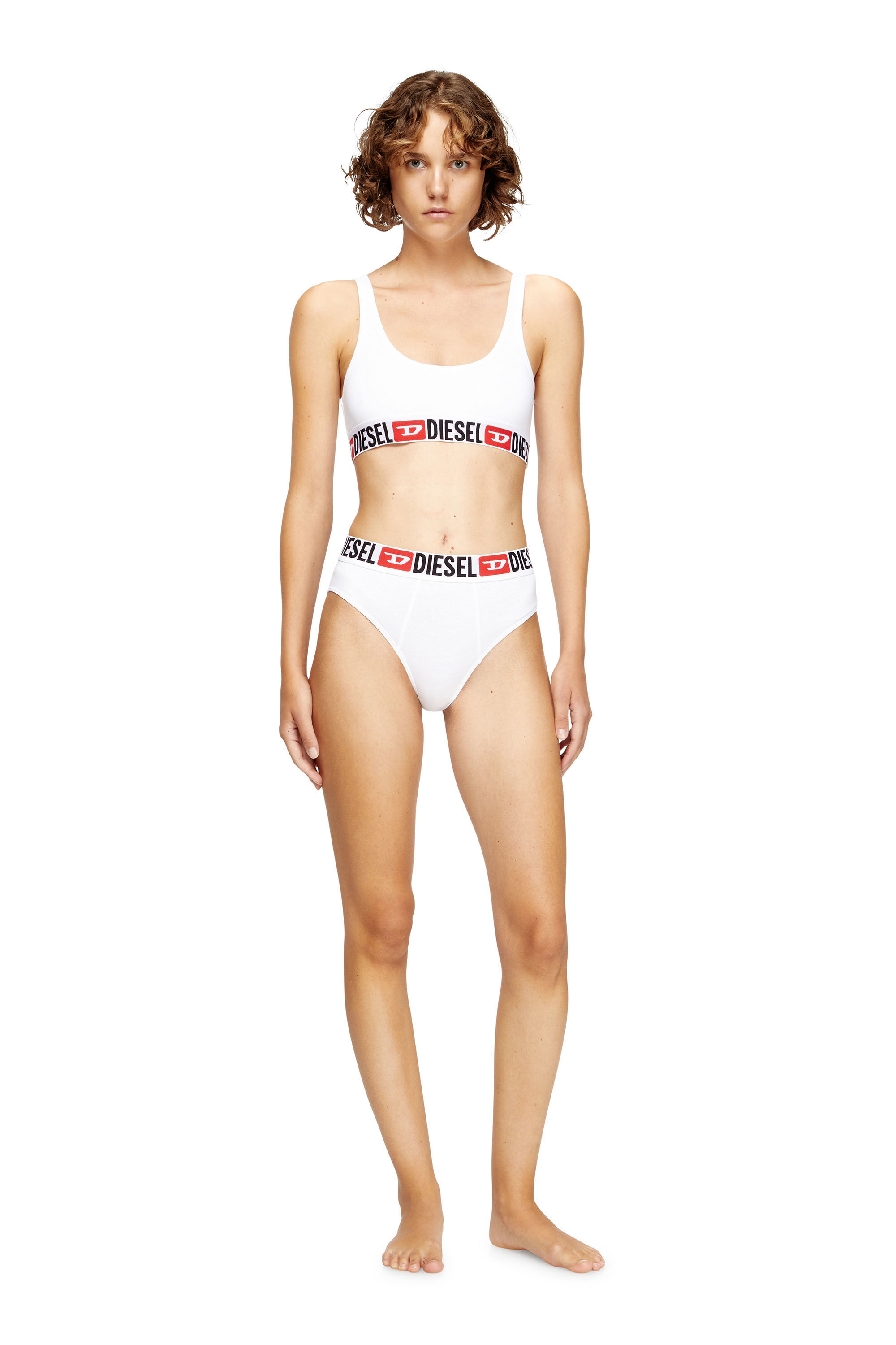 Diesel - UFSB-ORIBA, Woman's Bralette with logo band in White - 1