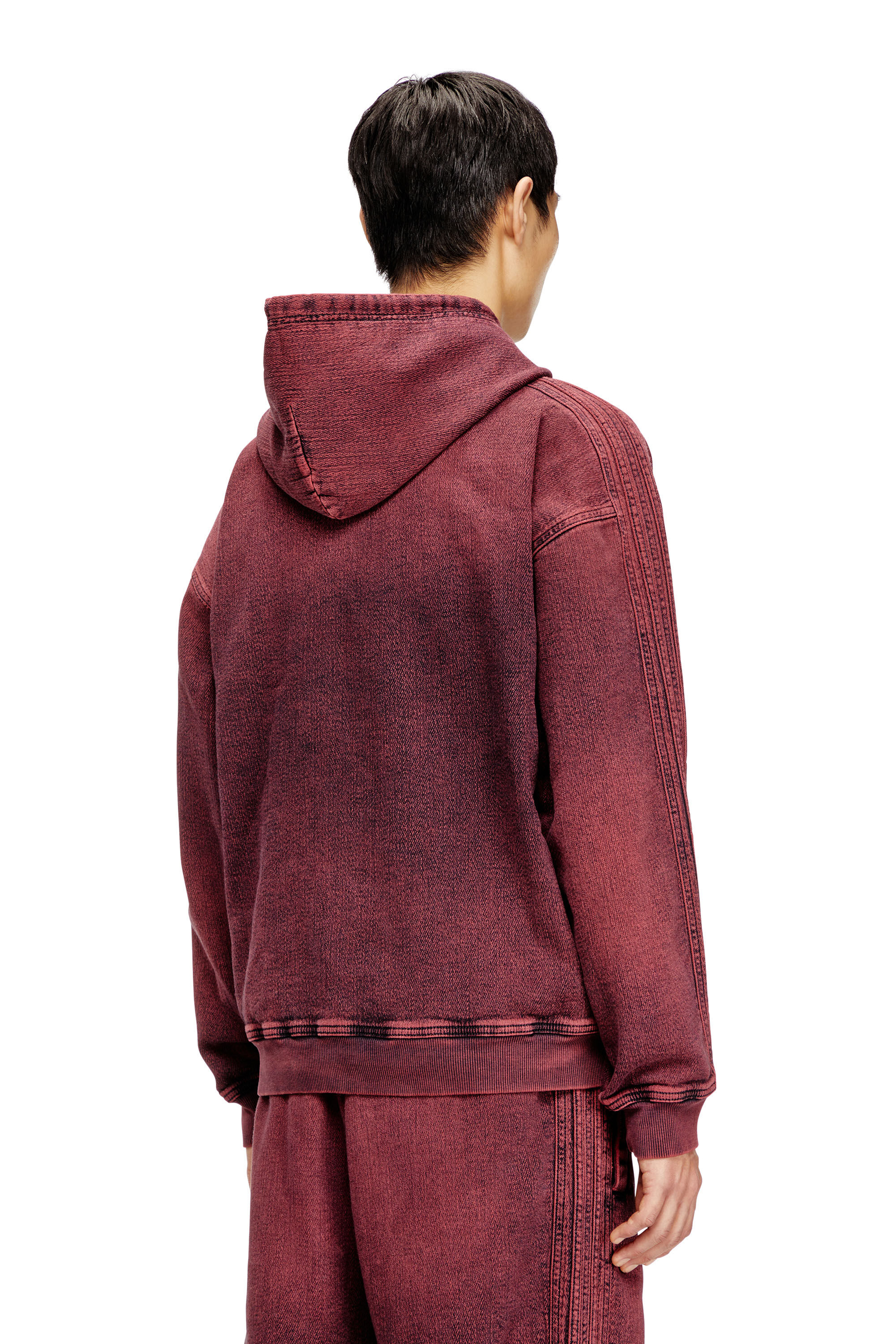 Diesel - D-UM-RIB-HORSE, Man's Hoodie in indigo track denim with logo in Red - 4