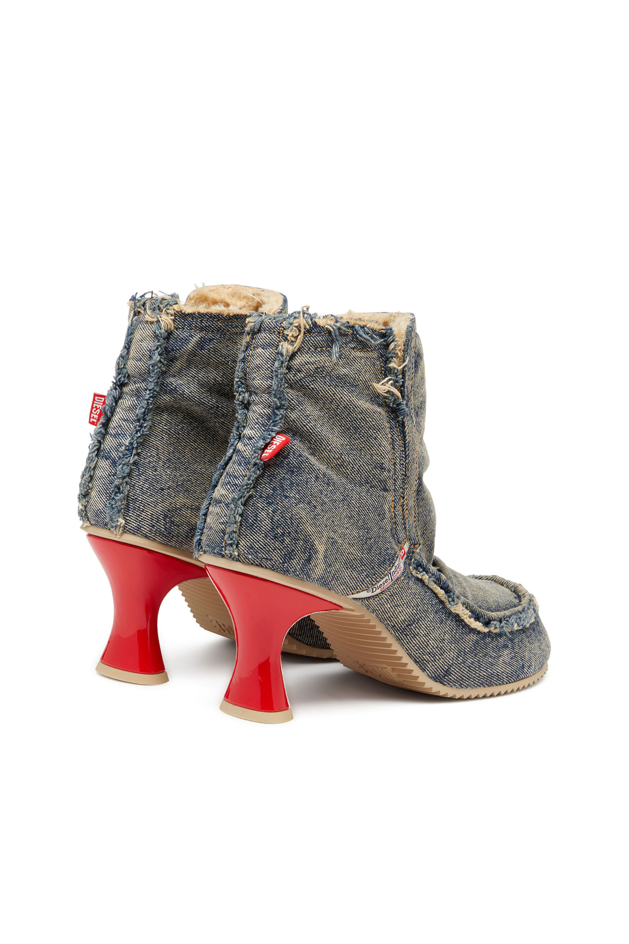 Diesel - D-WOODSTOCK HEEL AB, Woman's D-Woodstock - Denim boots with heel in Blue - 3
