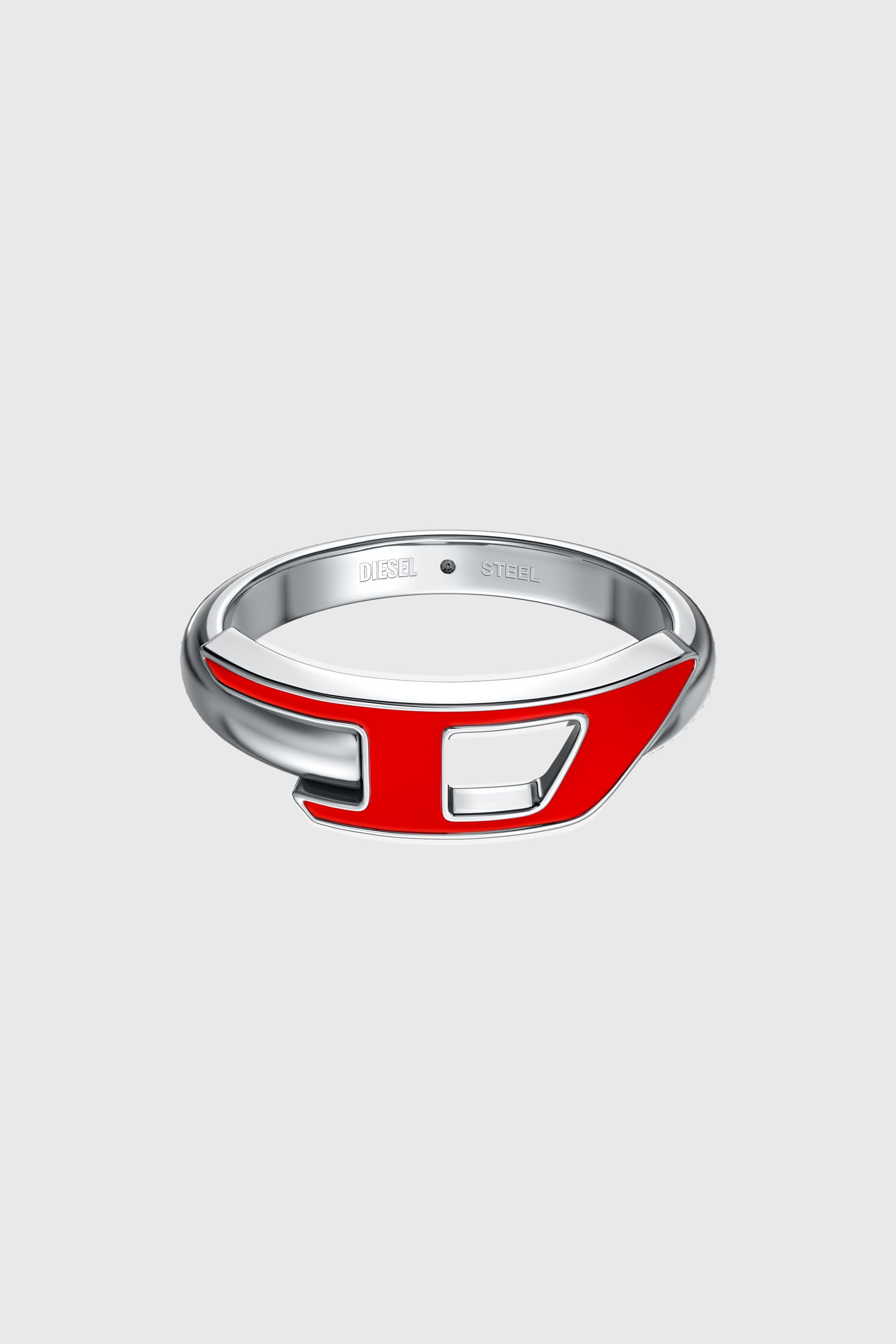 Diesel - DX1688040 JEWELLERY, Unisex's Stainless steel band ring in Silver/Red - 3