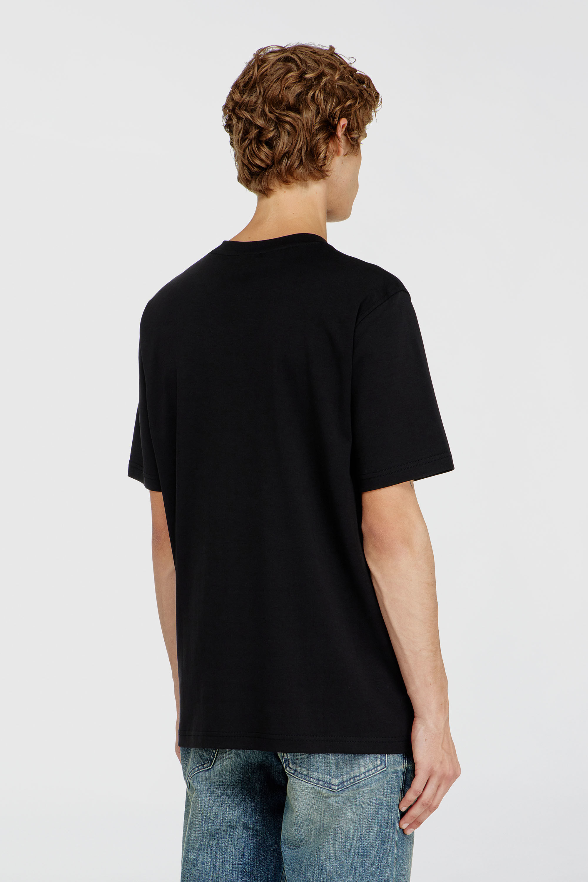Diesel - T-ADJUST-V-MICRODIV, Man's V-neck T-shirt with micro logo embroidery in Black - 4
