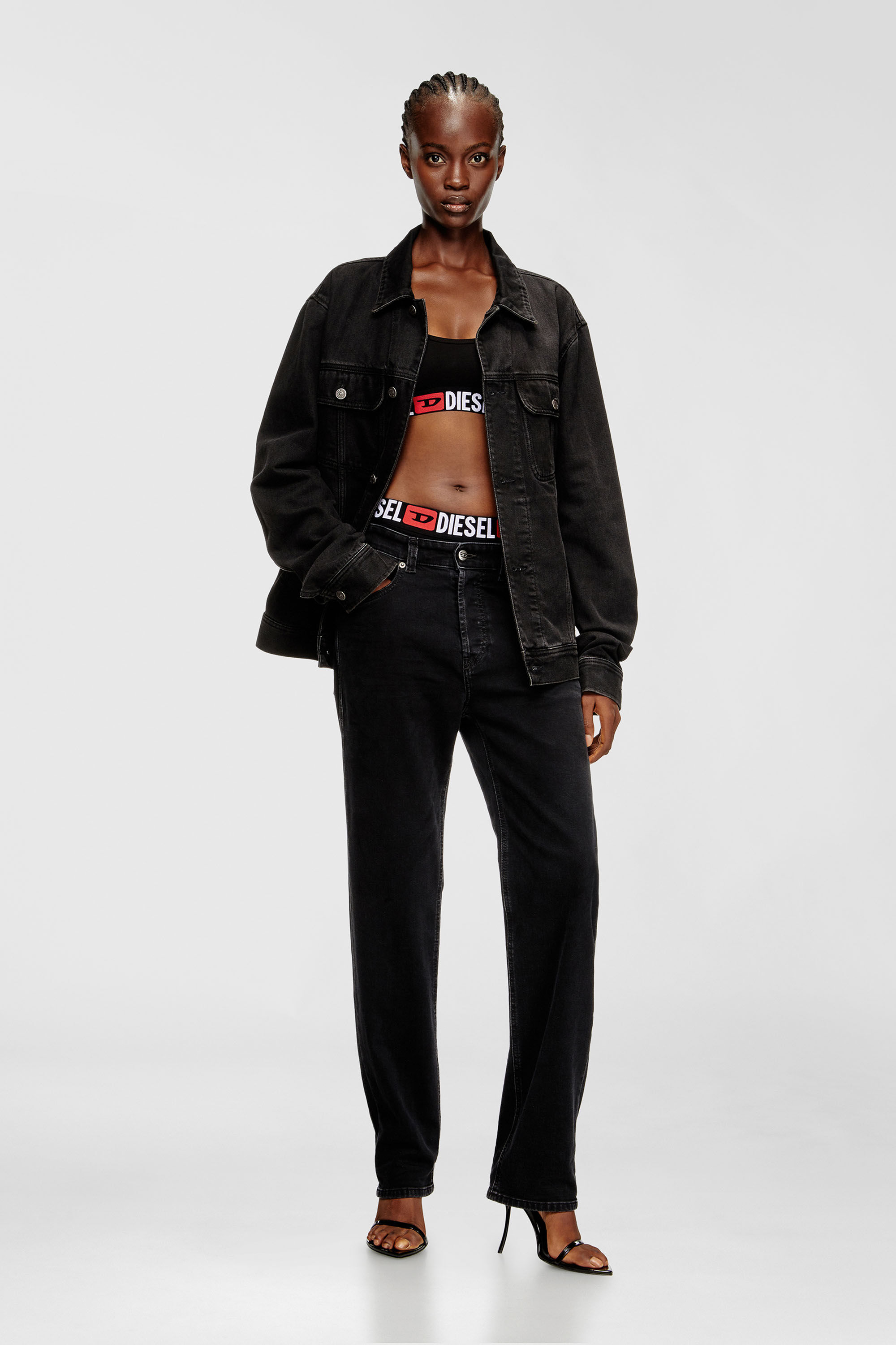 Diesel - UFSB-ORIBA, Woman's Cotton bralette with logo in Black - 6