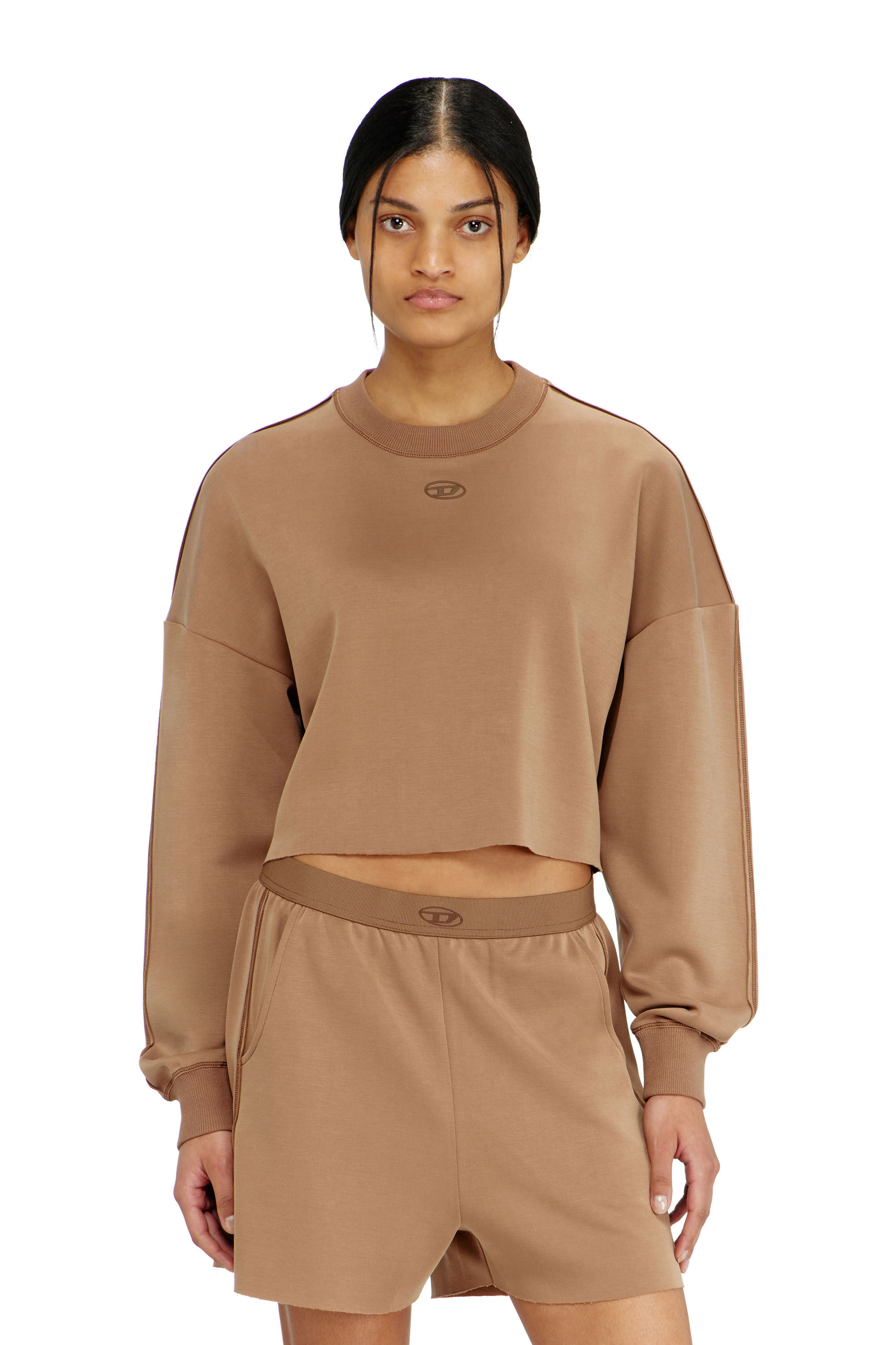 Diesel - BLAKE-UTLT, Woman's Crop top in light stretch scuba in Brown - 2