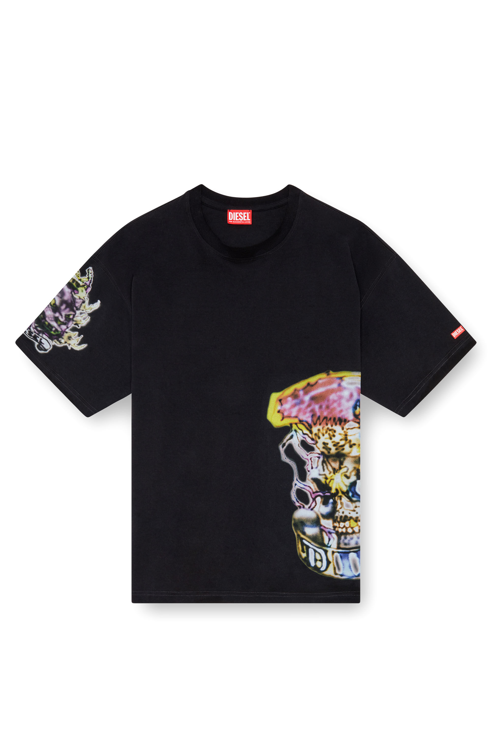 Diesel - T-BOXT-Q14, Man's T-shirt with blurry tattoo prints in Black - 2