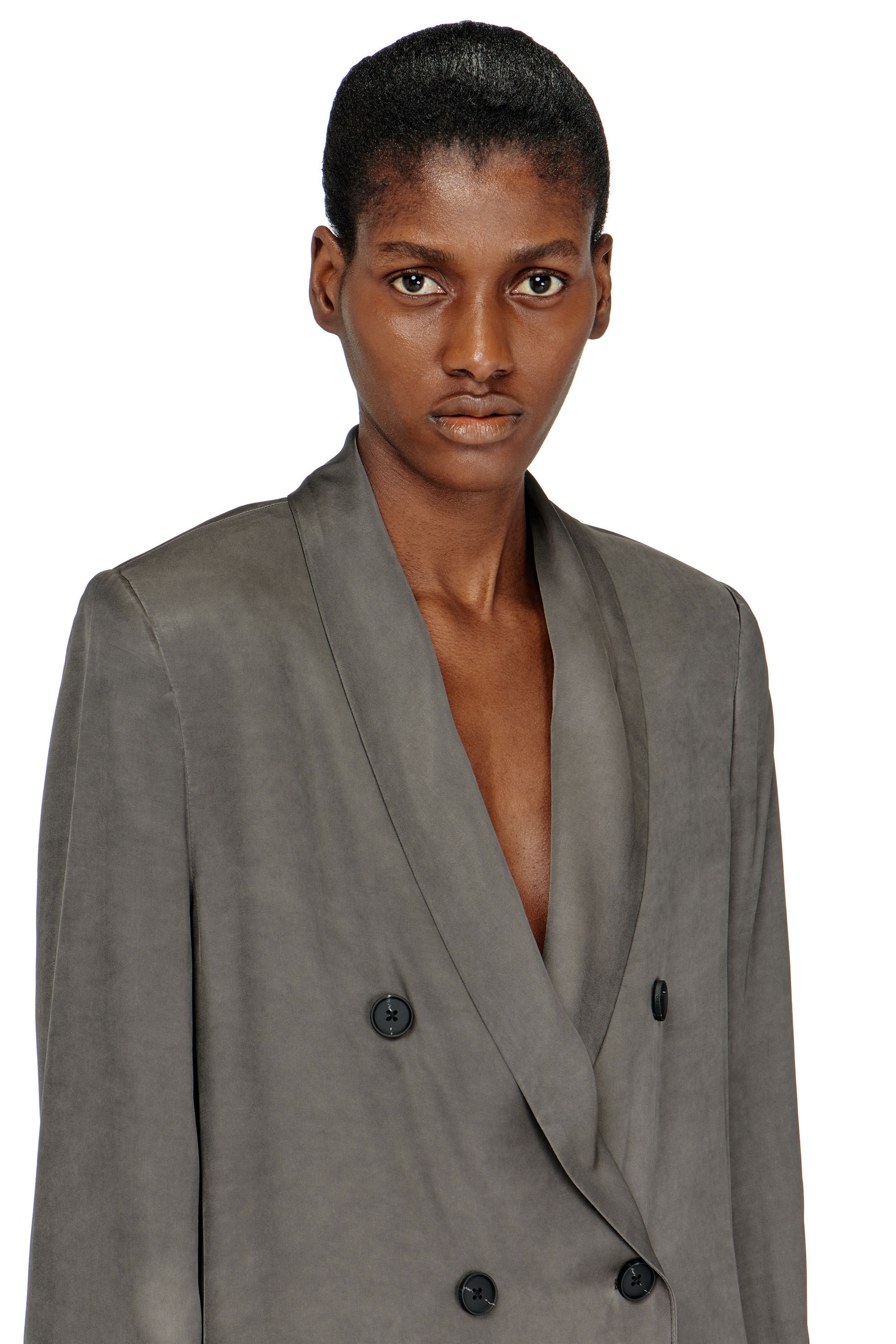 Diesel - G-AVINA-S1, Woman's Blazer in treated fluid viscose in Dark grey - 5