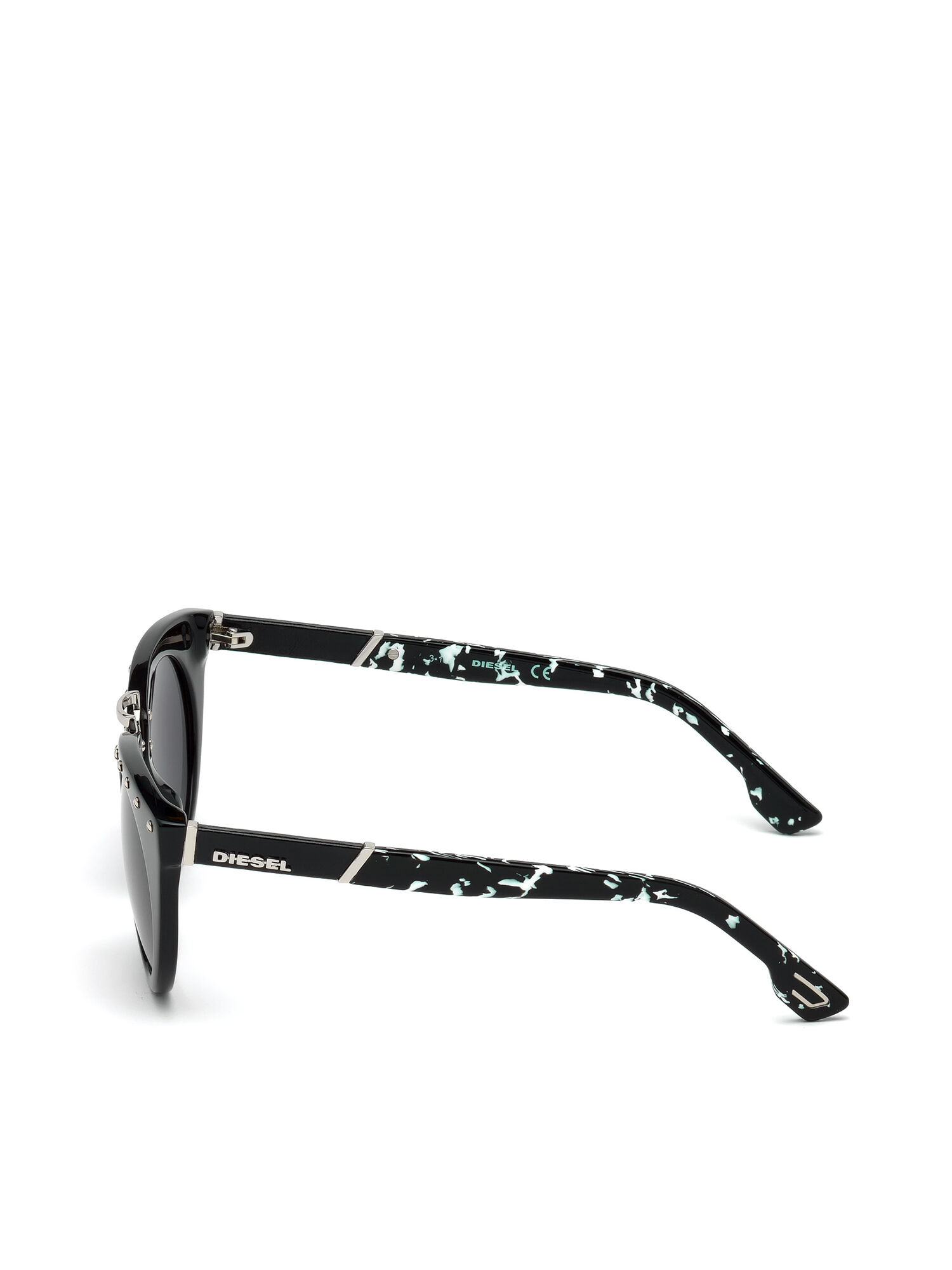 Diesel - DL0211, Woman's Original frame eyewear with leather insert in Black - 3