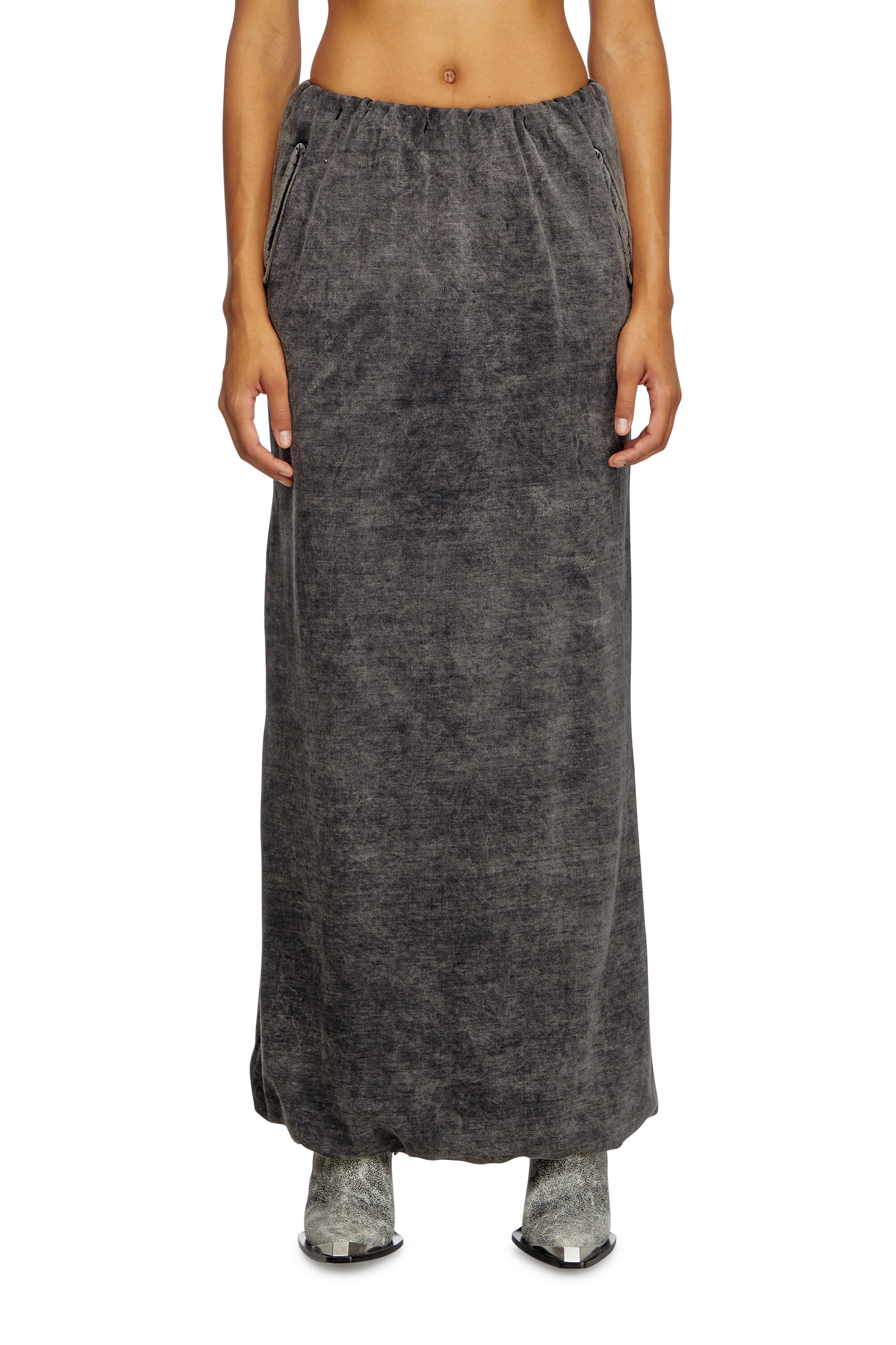 Diesel - O-TULIP, Woman's Long skirt with denim effect in Black - 3