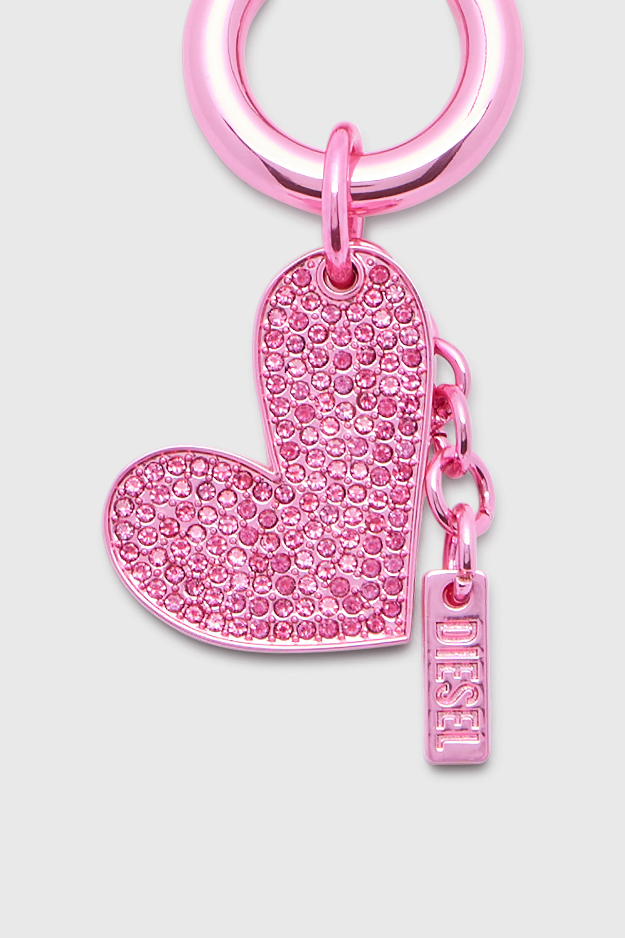 Diesel - CHARM-HEART, Woman's Metal heart charm with rhinestones in Pink - 2