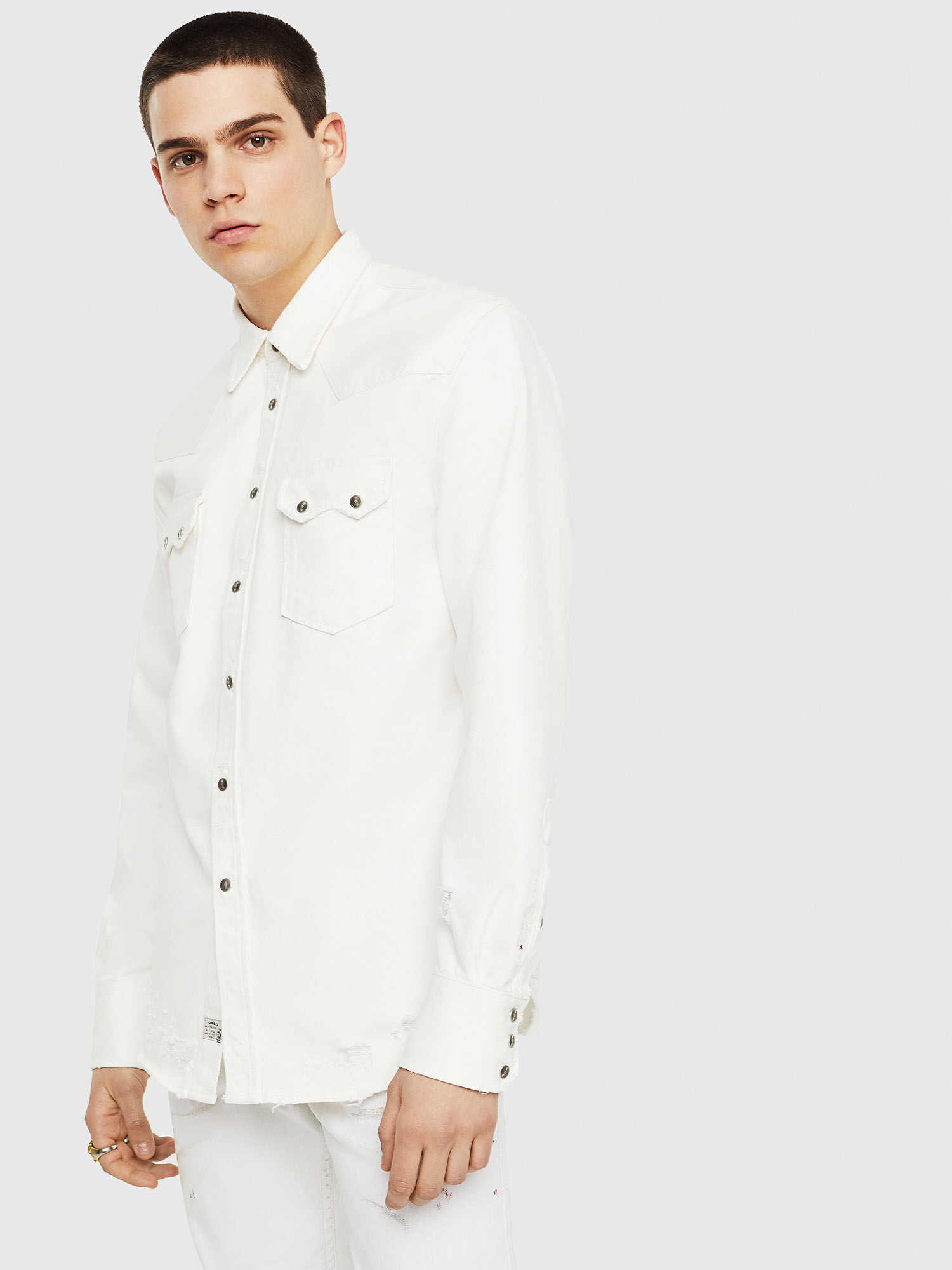 White denim shirt men clearance