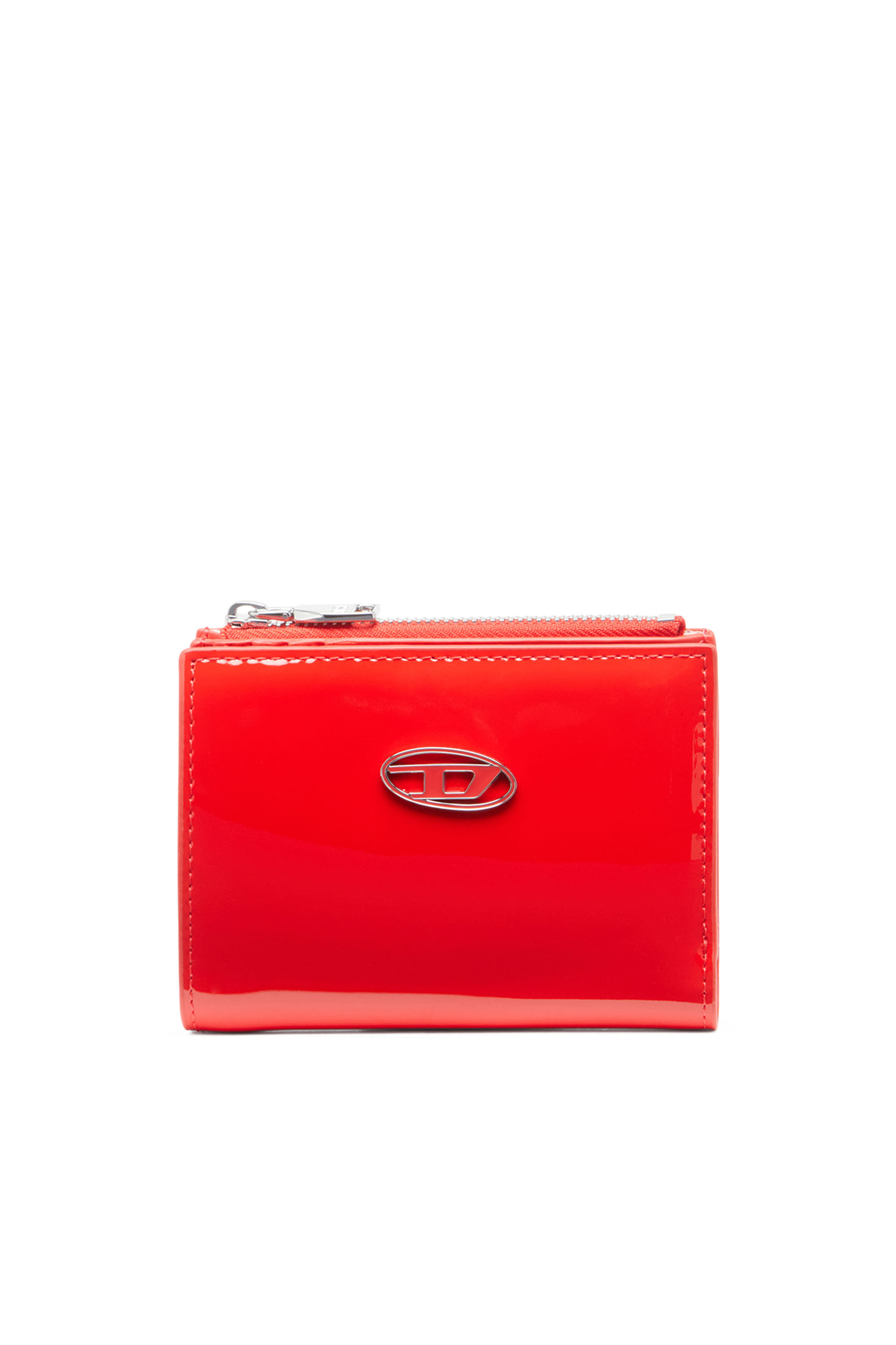 Diesel - PLAY BI-FOLD ZIP II, Woman's Small wallet in glossy leather in Red - 1