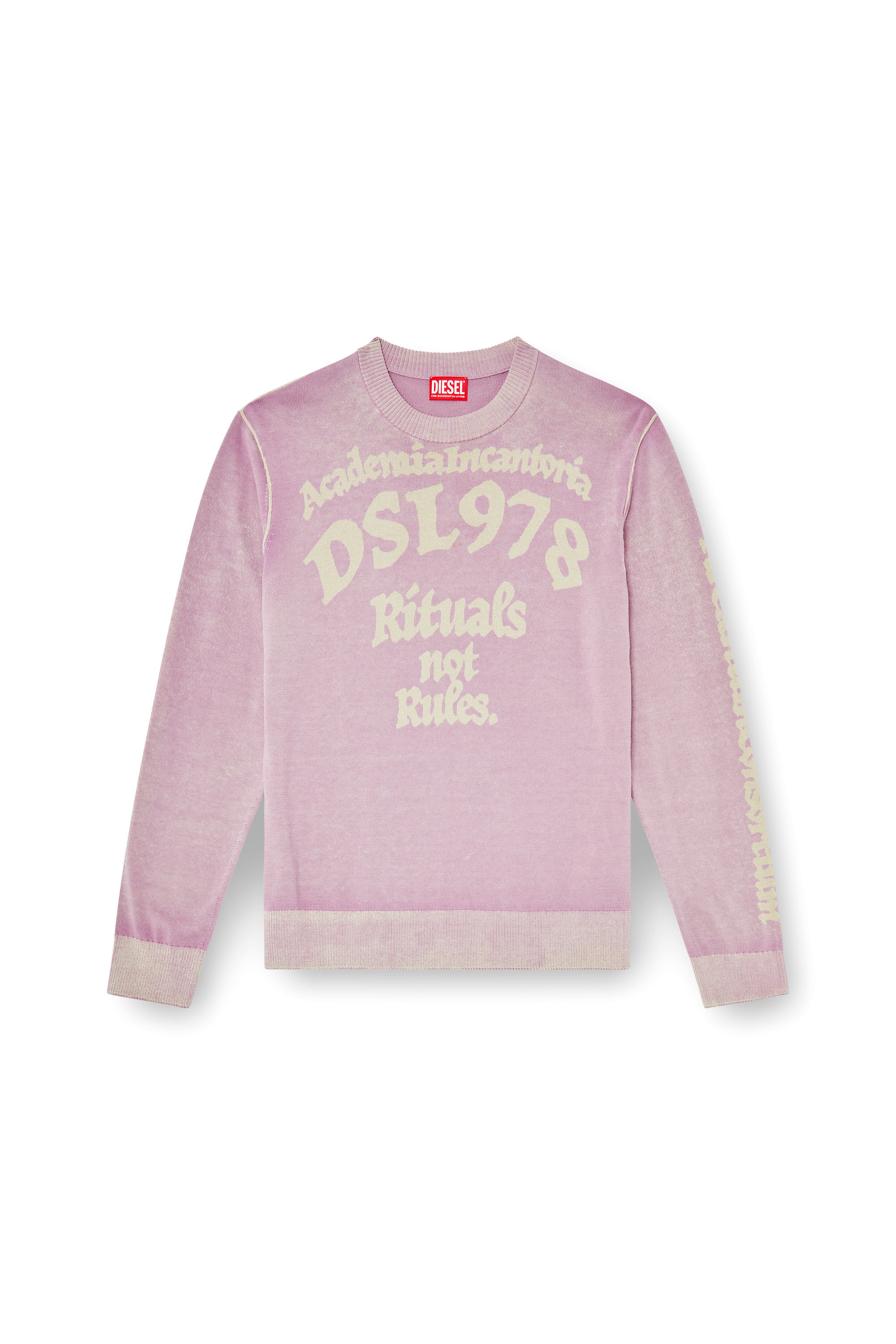 Diesel - K-LAUTI, Man's Treated cotton jumper with slogan in Lilac - 2