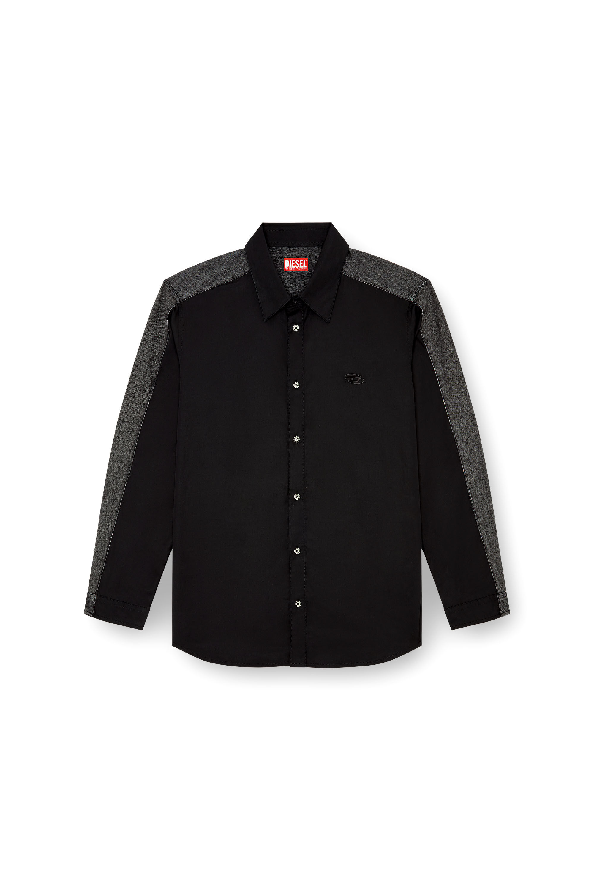 Diesel - S-SIMPLY-DNM, Man's Shirt in cotton poplin and denim in Black/Grey - 2