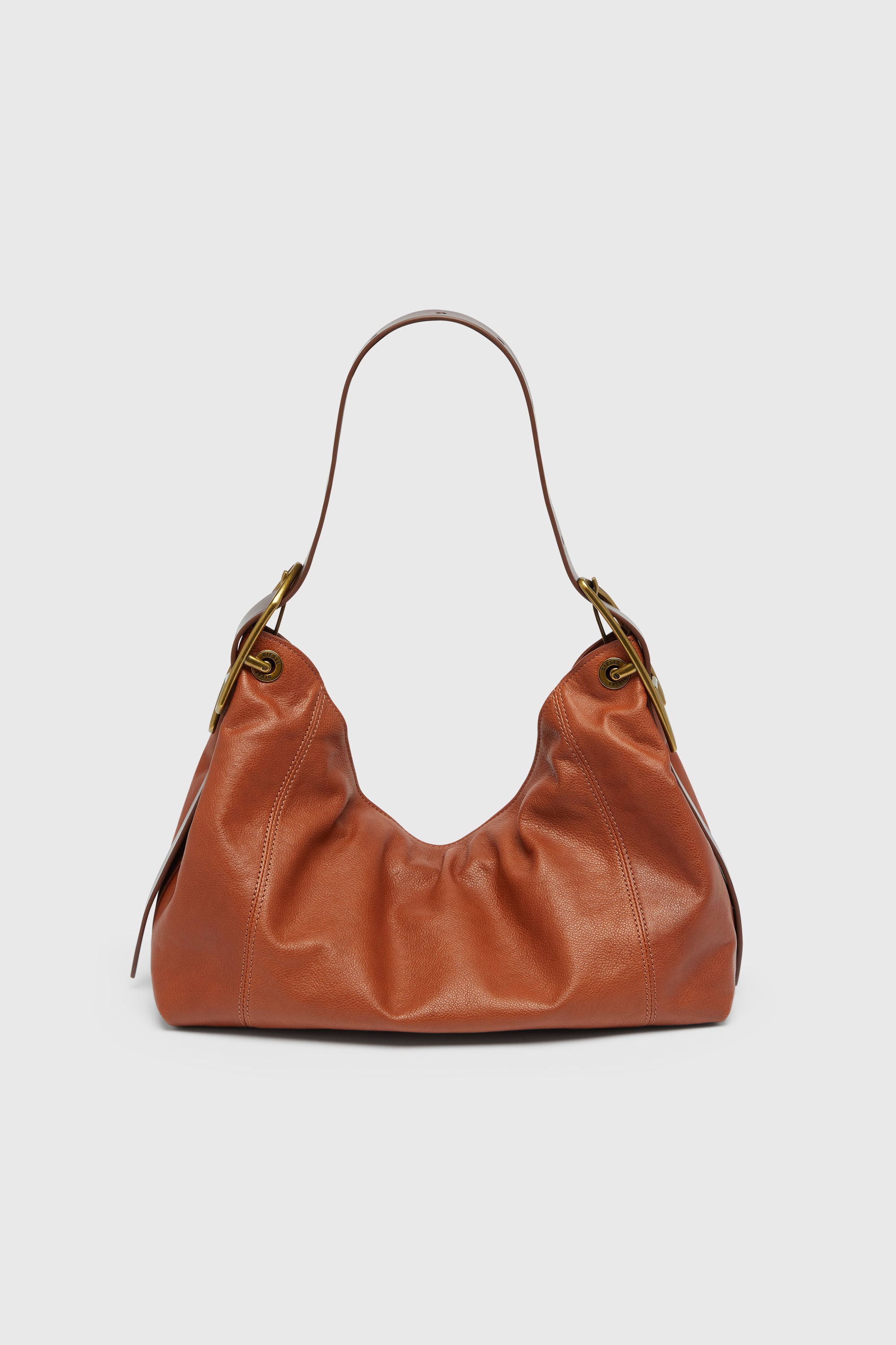 Diesel - D-LINE HOBO S, Woman's D-Line-Shoulder bag in shiny leather in Brown - 3