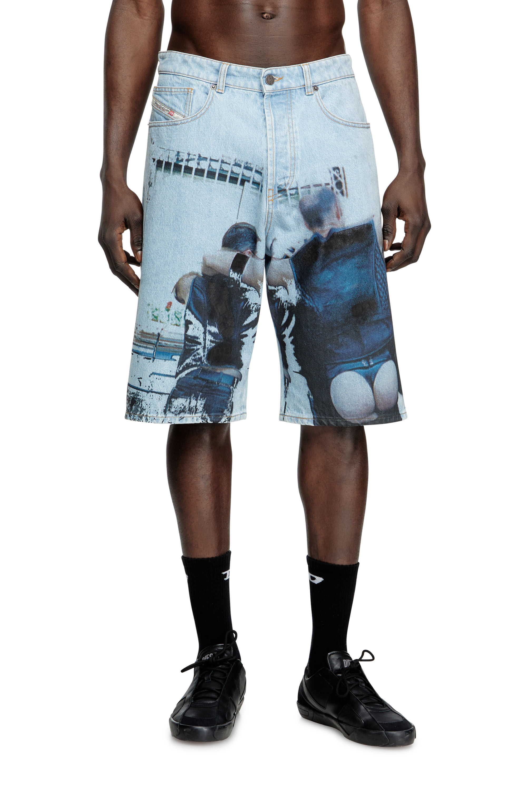 Diesel - PR-D-RIXFORD-S, Unisex's Denim shorts with faded print in Light Blue - 3