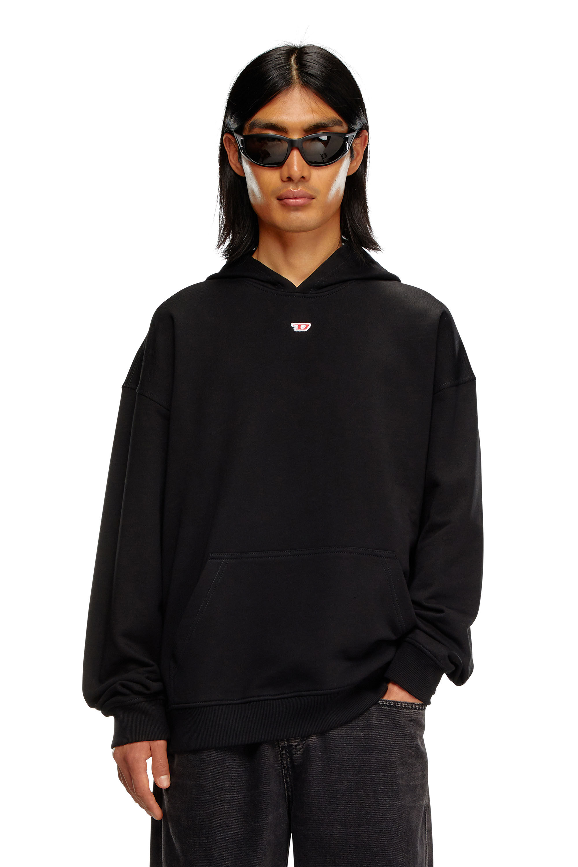 Diesel - S-BOXT-HOOD-D, Man's Hoodie with D logo patch in Black - 3
