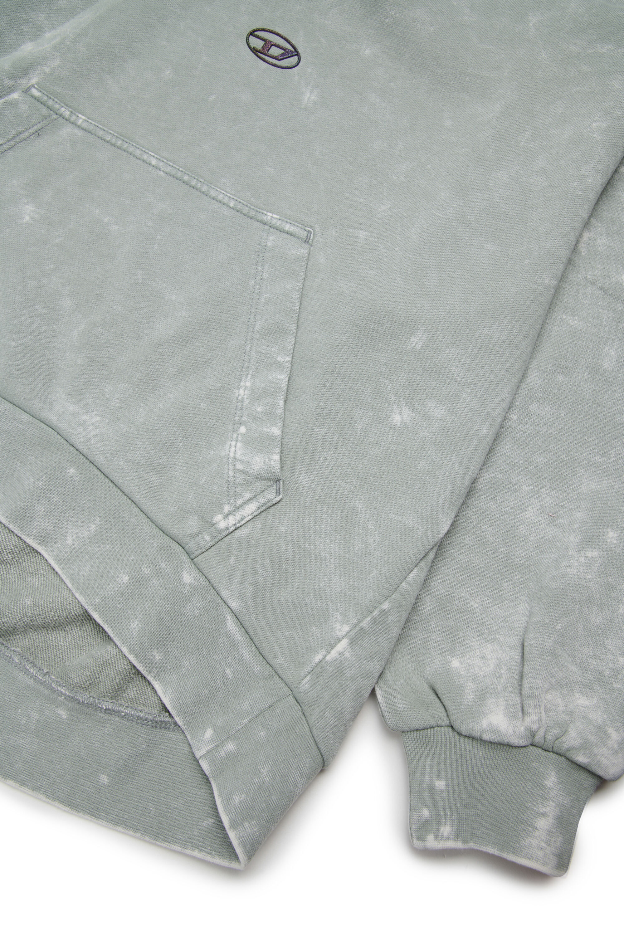 Diesel - SALIA, Woman's Hoodie in cotton with washed effect in Silver - 4