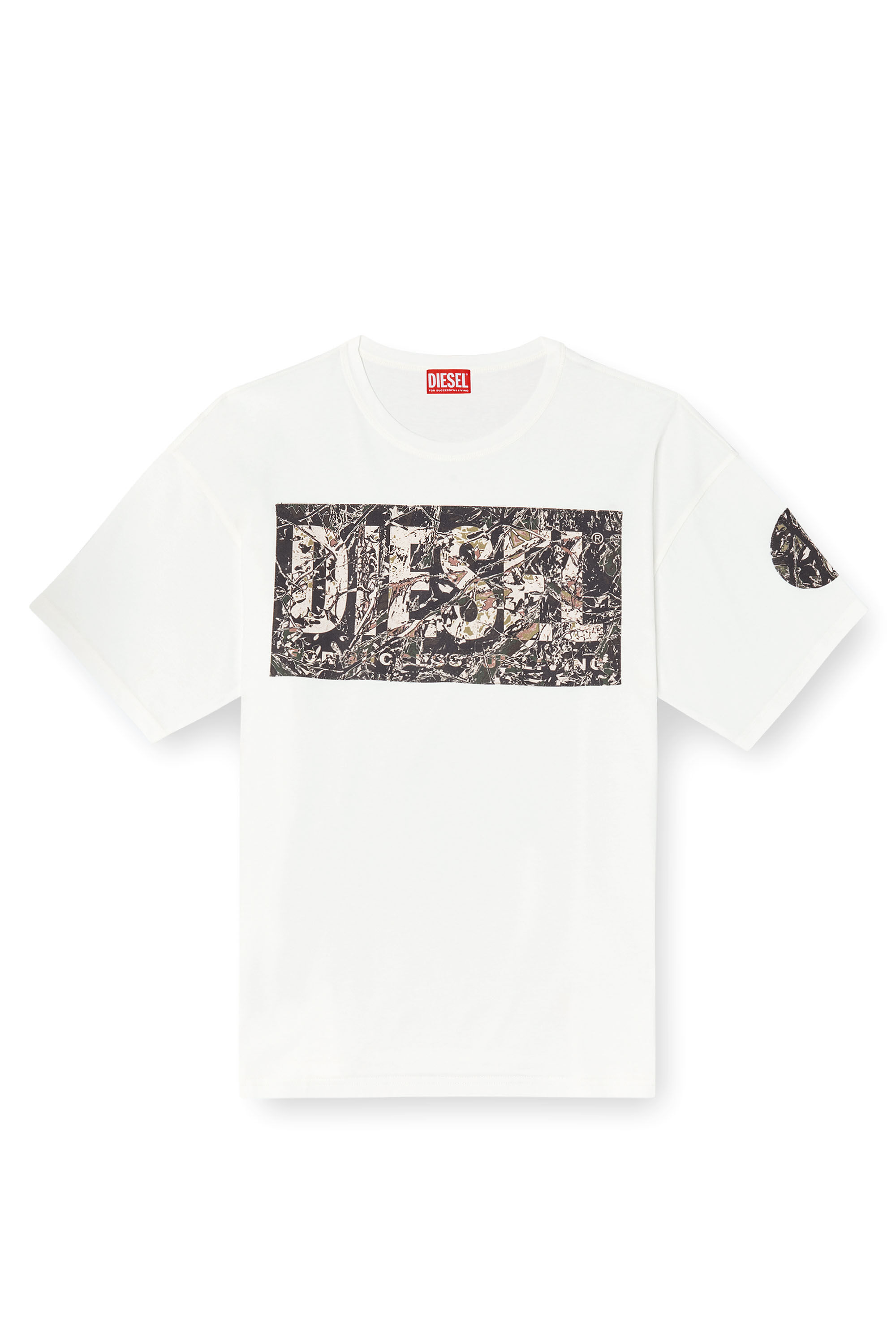 Tシャツ・カットソー DIESEL Men T-shirt White A176130AGRI 141 Men's T-shirt with large gabardine patch logo | White | Diesel
