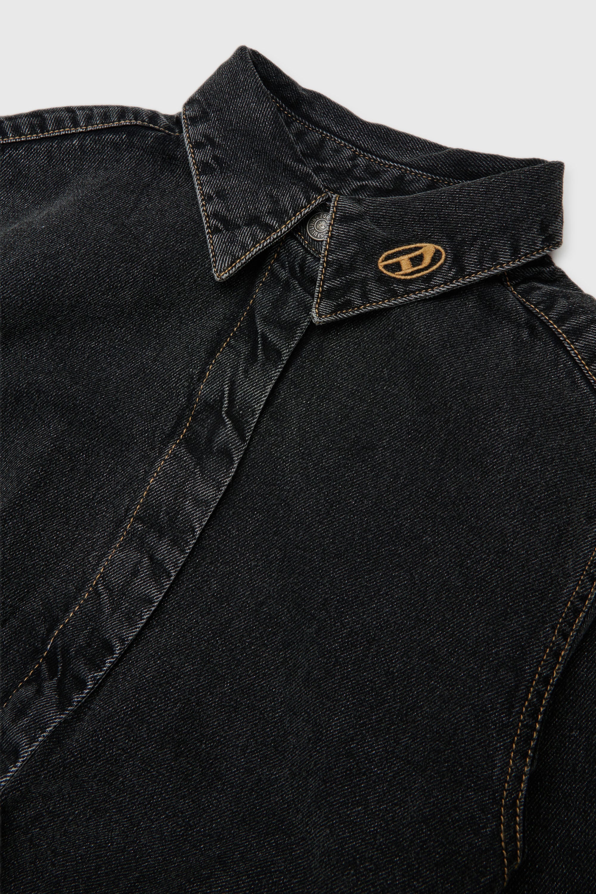 Diesel - DESUSY, Woman's Denim shirt dress with tie-knot waist in Black/Dark grey - 3