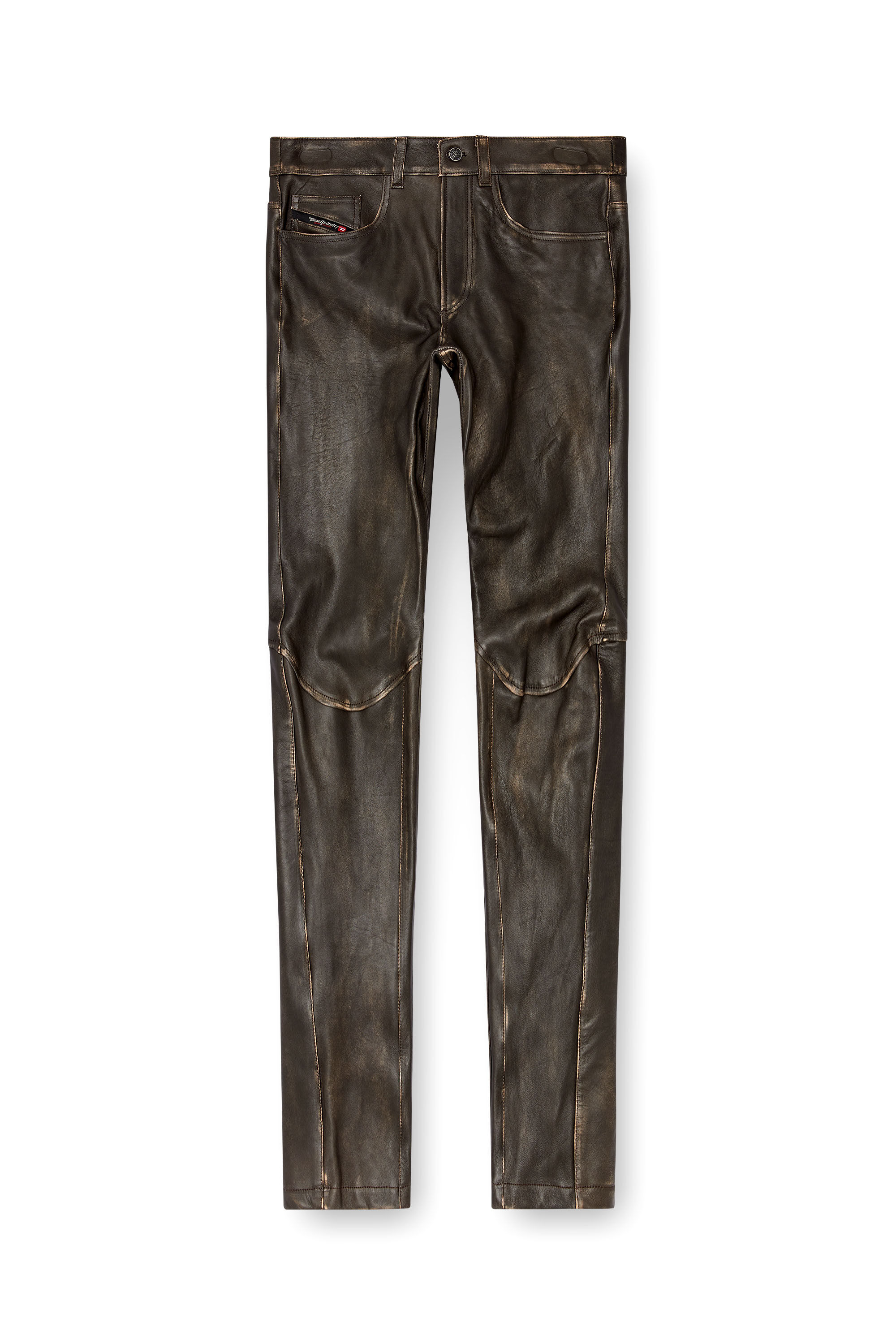 Diesel - P-NASH-LEAT, Man's Distressed leather pants in Black - 2