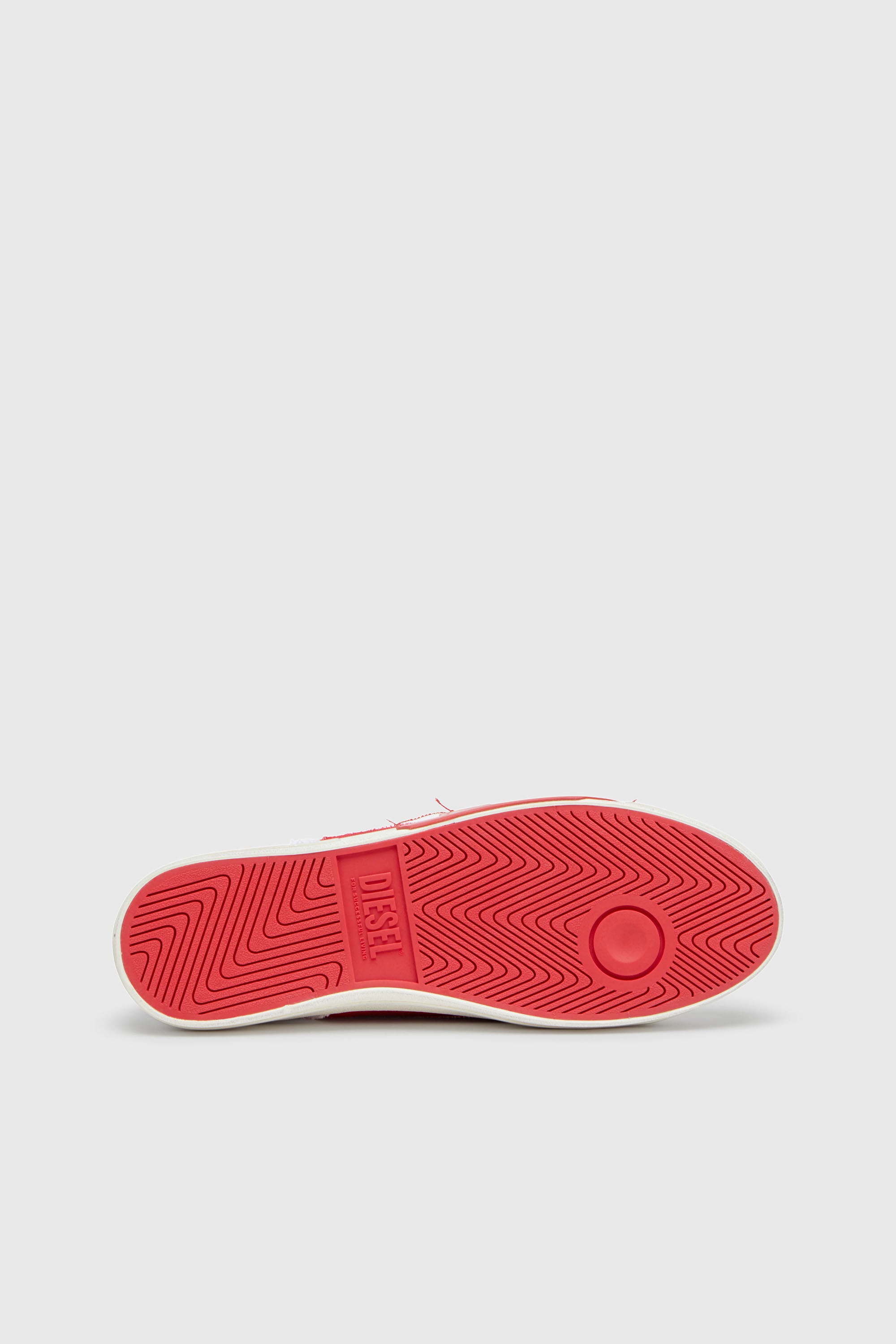 Diesel - S-D-VERSE MID, Man's S-D-Verse-Dirty-effect high-top canvas sneakers in White/Red - 5