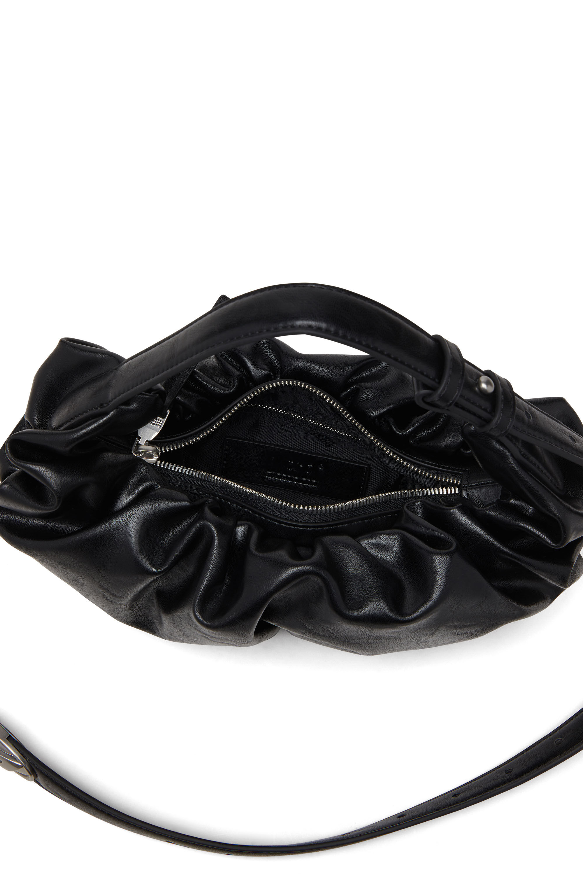 Diesel - GRAB-D HOBO S, Woman's Grab-D S-Small scrunched hobo bag in shiny PU in Black - 5