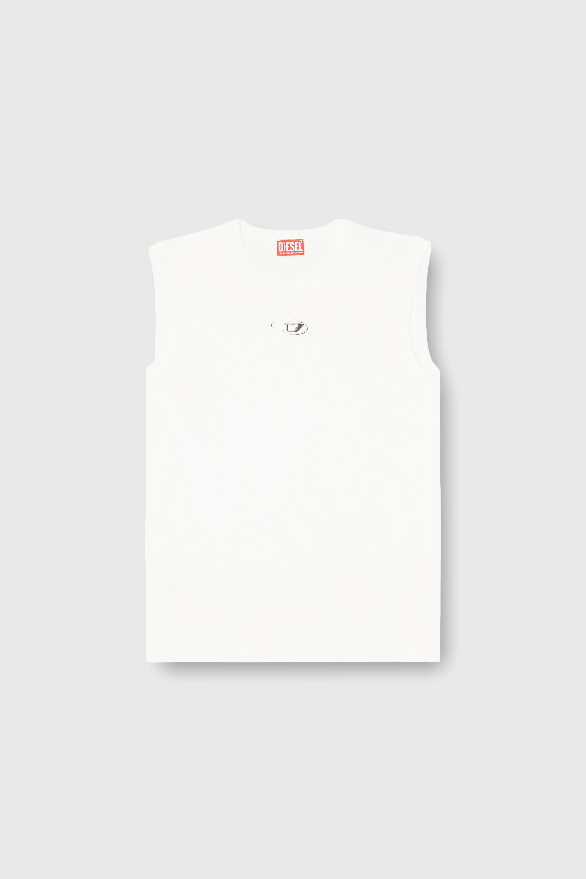 Diesel - T-BISCO-IOD, Man's Cotton tank top with metallic Oval D in White - 2