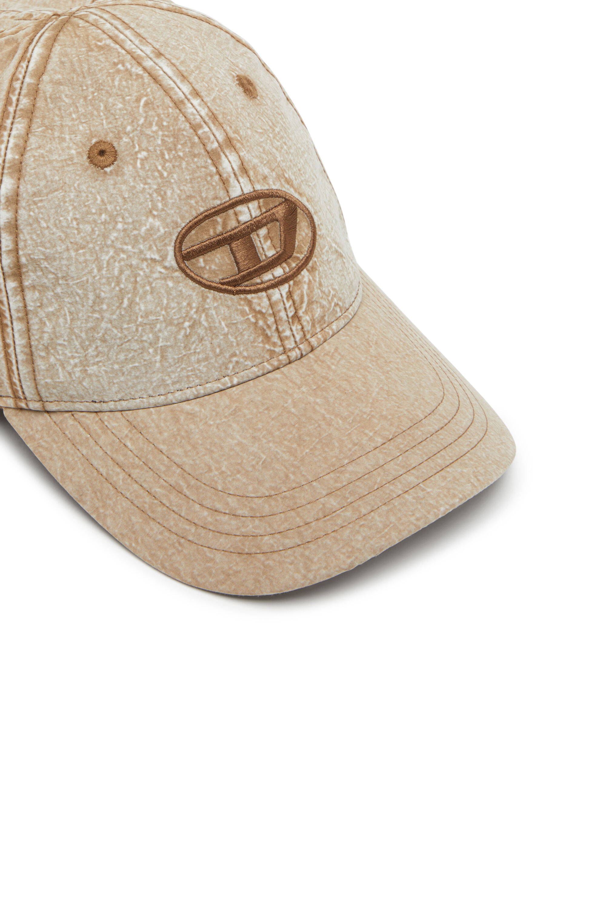 Diesel - C-NYLOFF, Man's Baseball cap with embroidered Oval D in Light Brown - 3