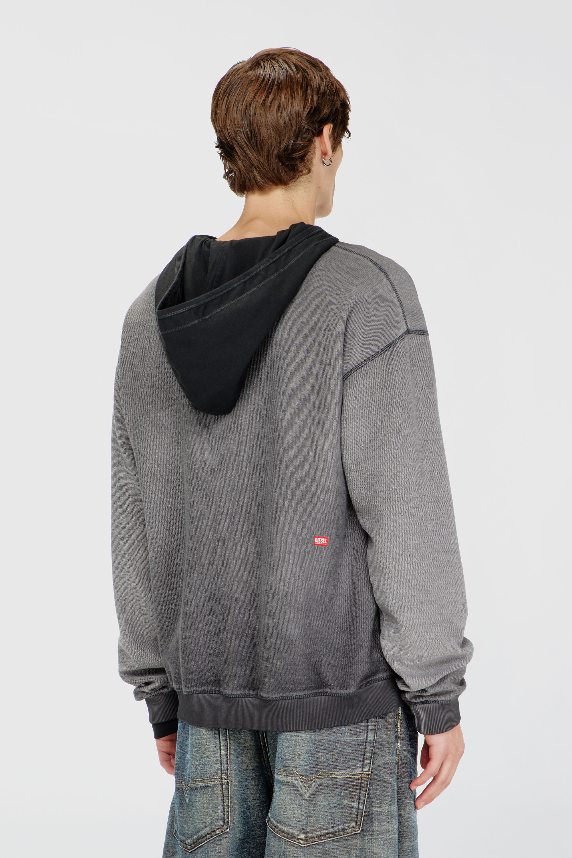 Diesel - S-ARON-RAW, Man's Sweatshirt with d&eacute;vor&eacute; print in Dark grey - 4