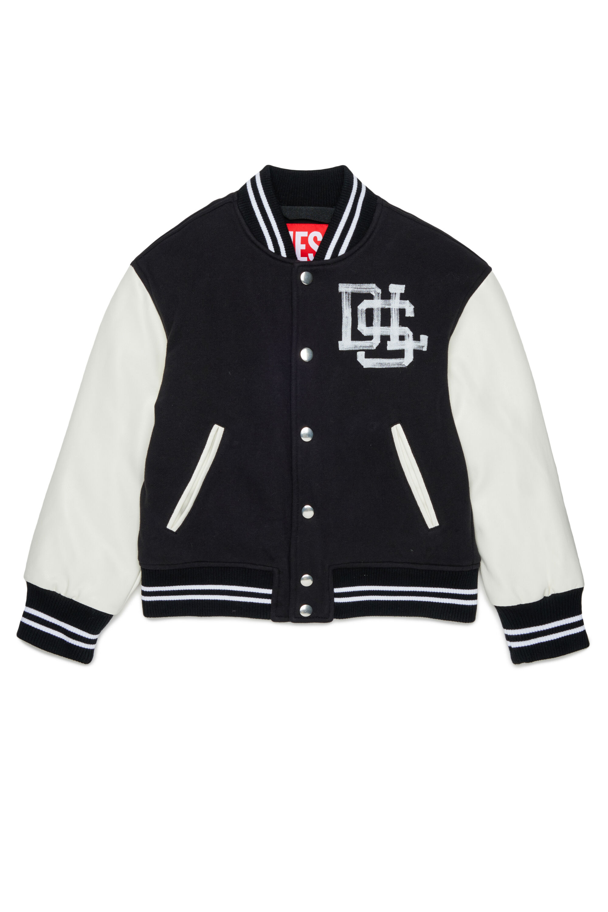 Diesel - JBAND, Man's Colour-block varsity jacket in Black - 1