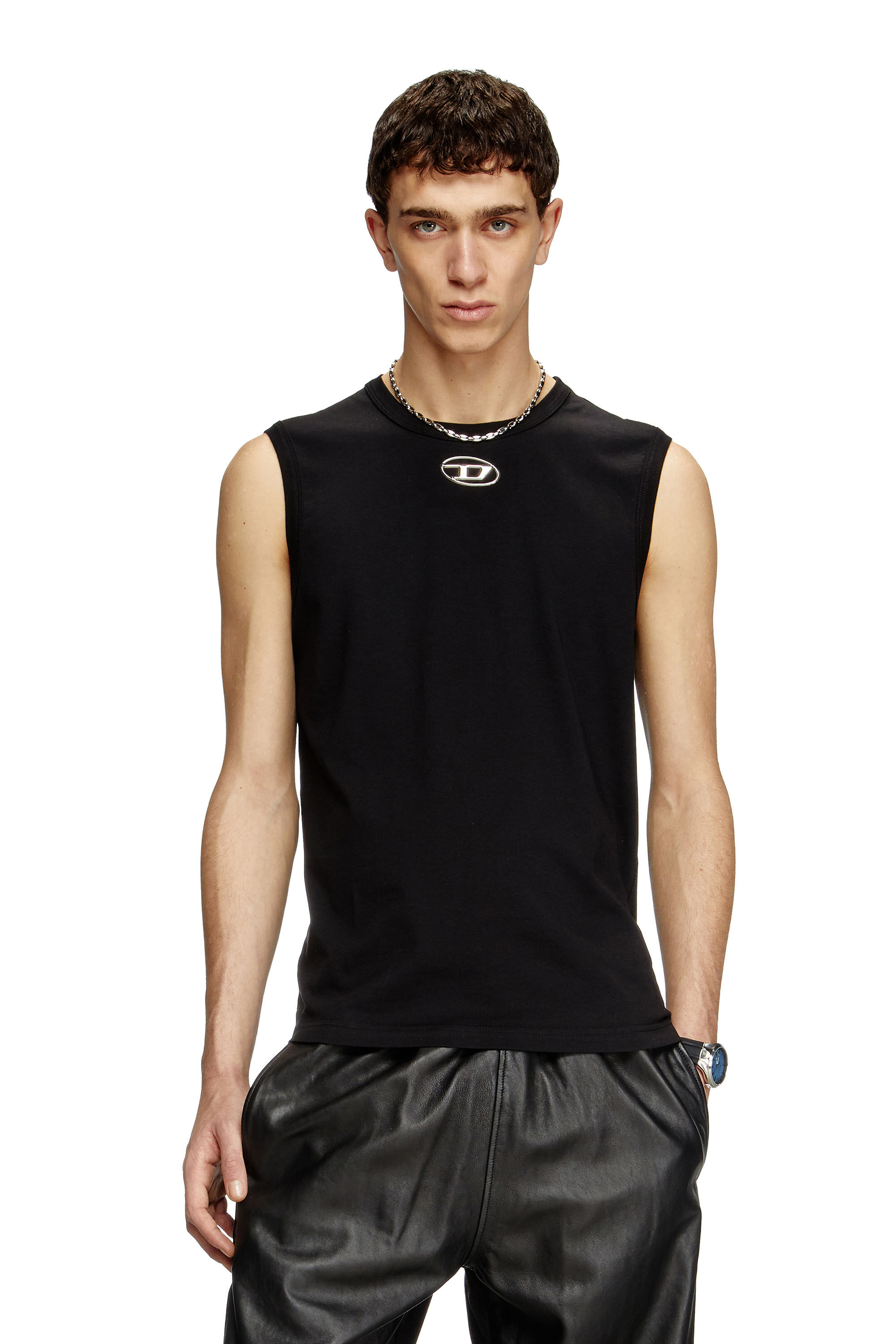Men's Tank top with metallic Oval D | Black | Diesel LT