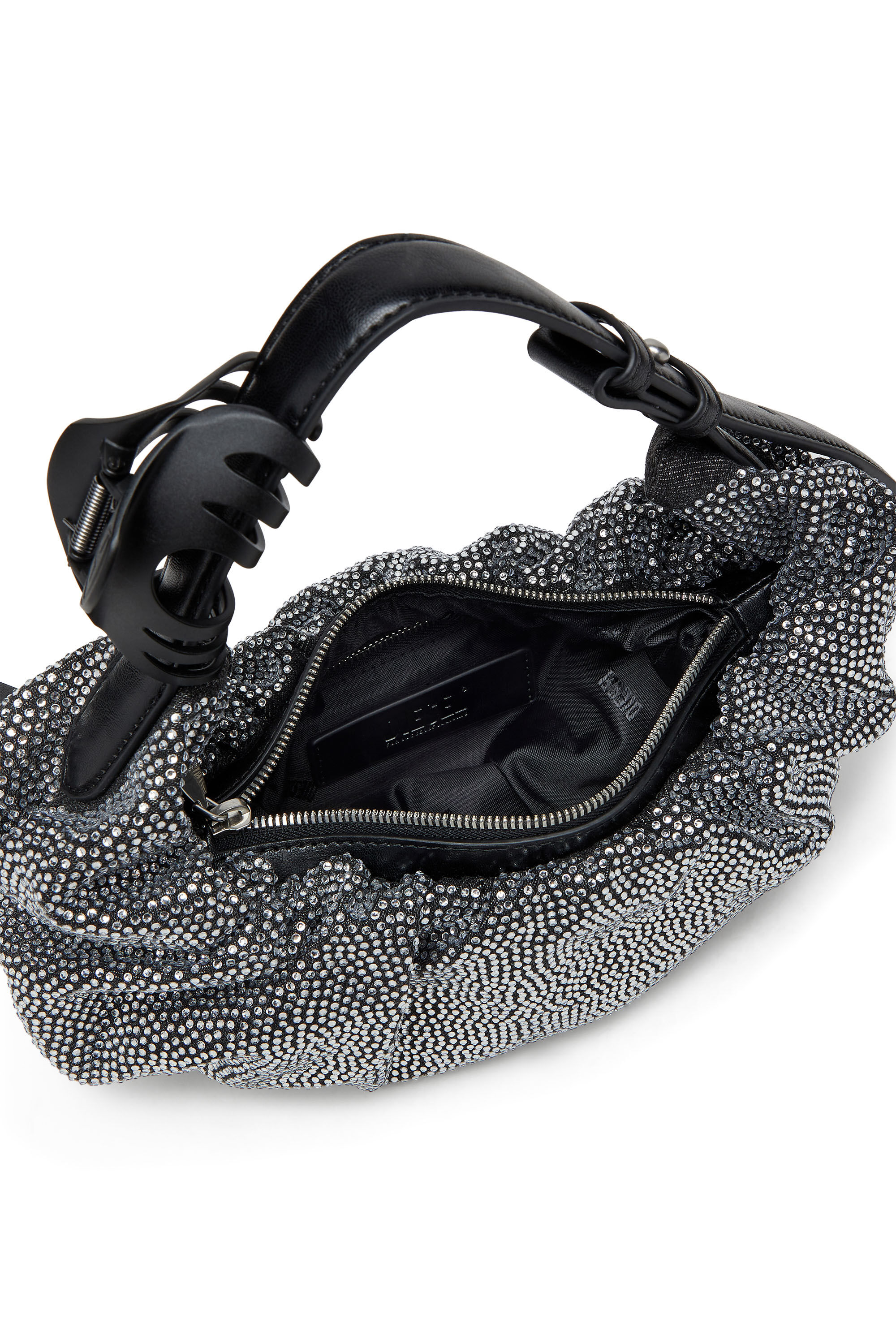 Diesel - GRAB-D HOBO S, Woman's Grab-D S-Small scrunched hobo bag in crystal denim in Black - 5
