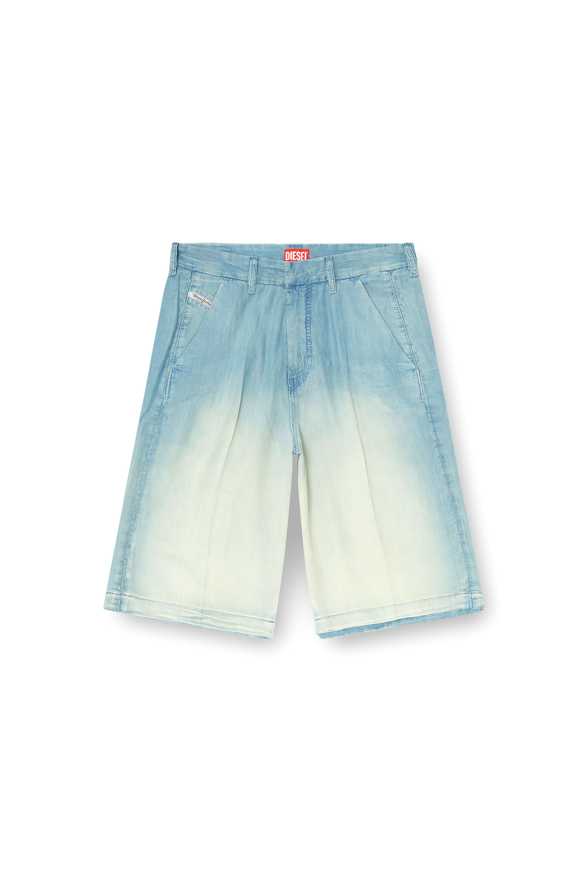 Diesel - D-TYLOR-SHORT-S, Man's Shorts in fluid overdyed denim in Light Blue - 2