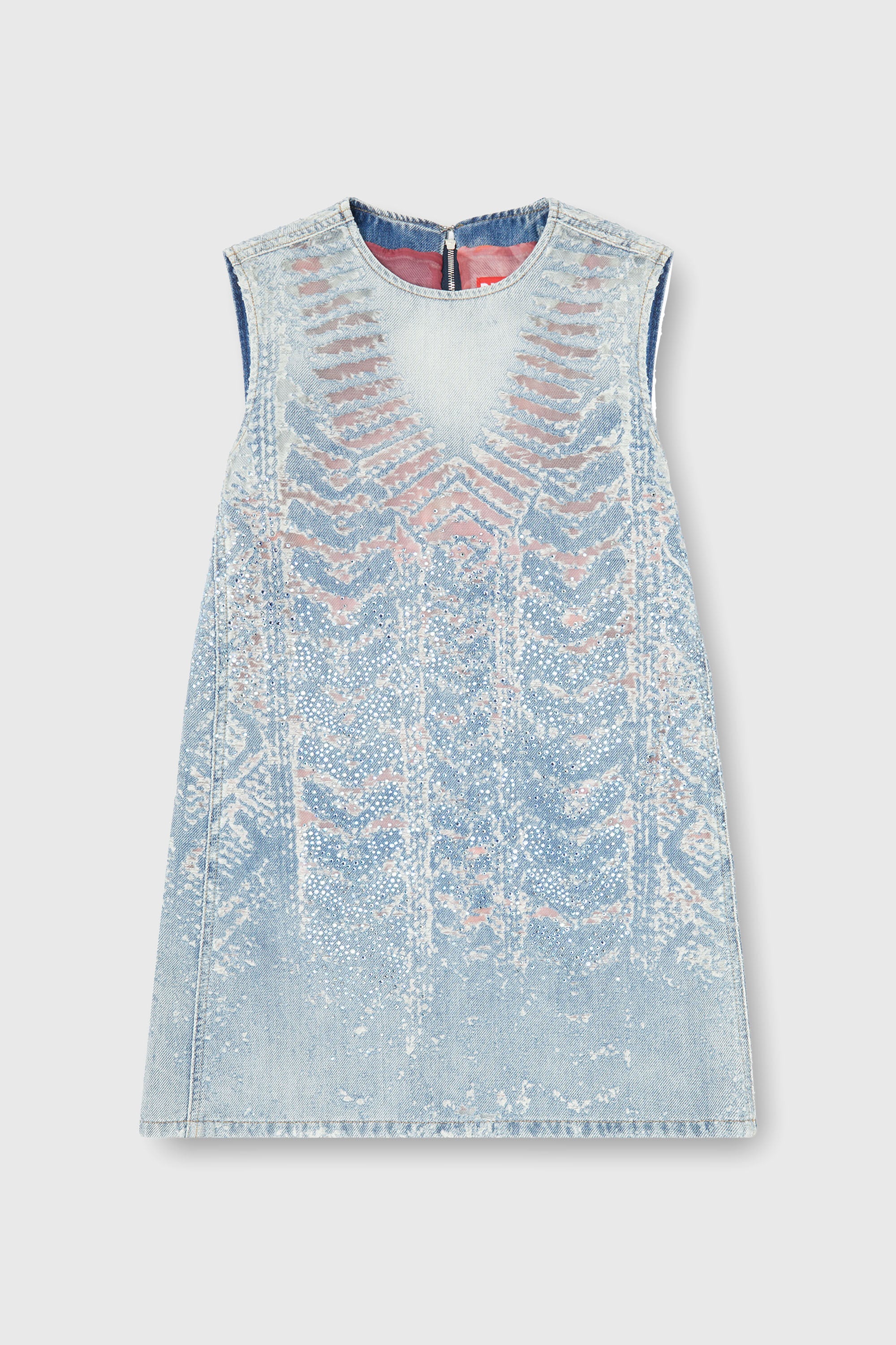 Diesel - DE-MYRELA-S, Woman's Mini dress in microstone devor&eacute; denim in Light Blue - 2