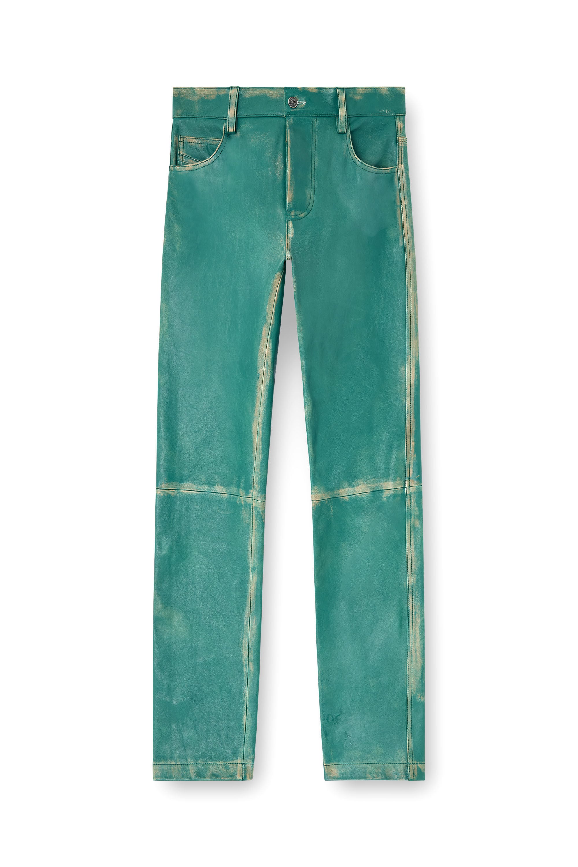 Diesel - P-OCKET, Man's Pants in treated leather in Green - 2