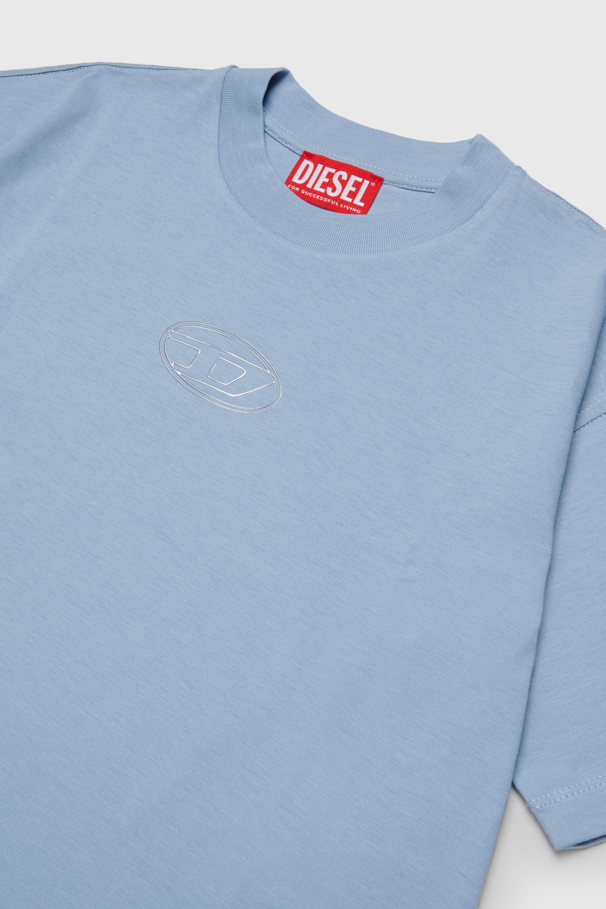 Diesel - TLIXIN, Woman's Cropped T-shirt with Oval D logo in Light Blue - 3