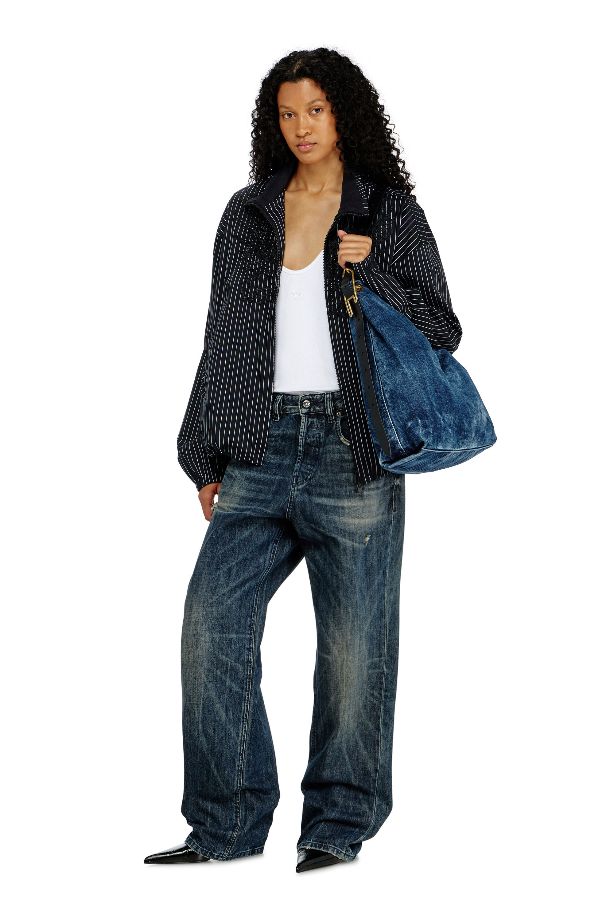 Diesel - D-LINE HOBO L, Woman's D-Line-Denim hobo bag in Medium blue - 1