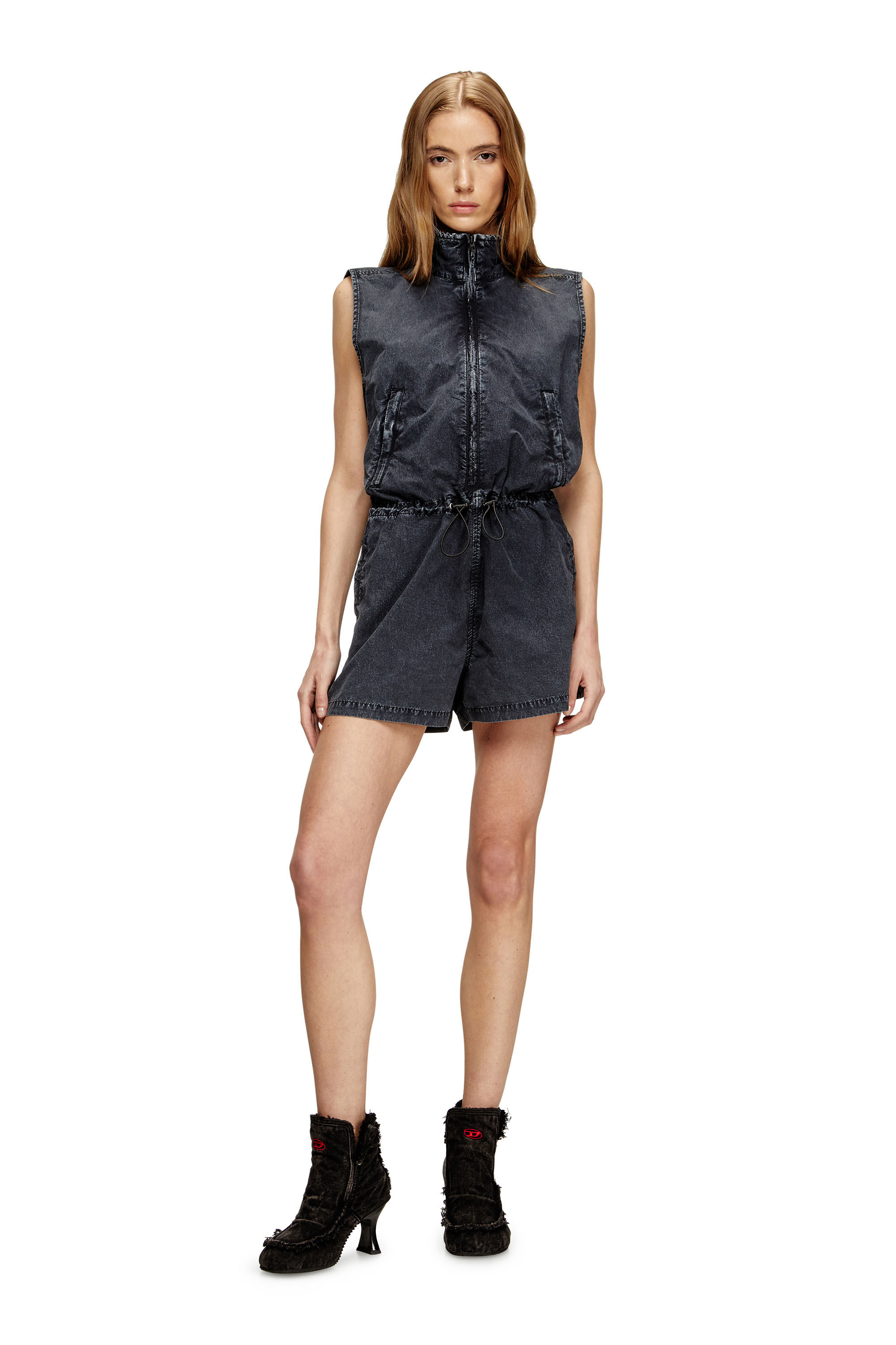 Diesel - J-ANNET, Woman's Playsuit in treated nylon in Dark Blue - 1