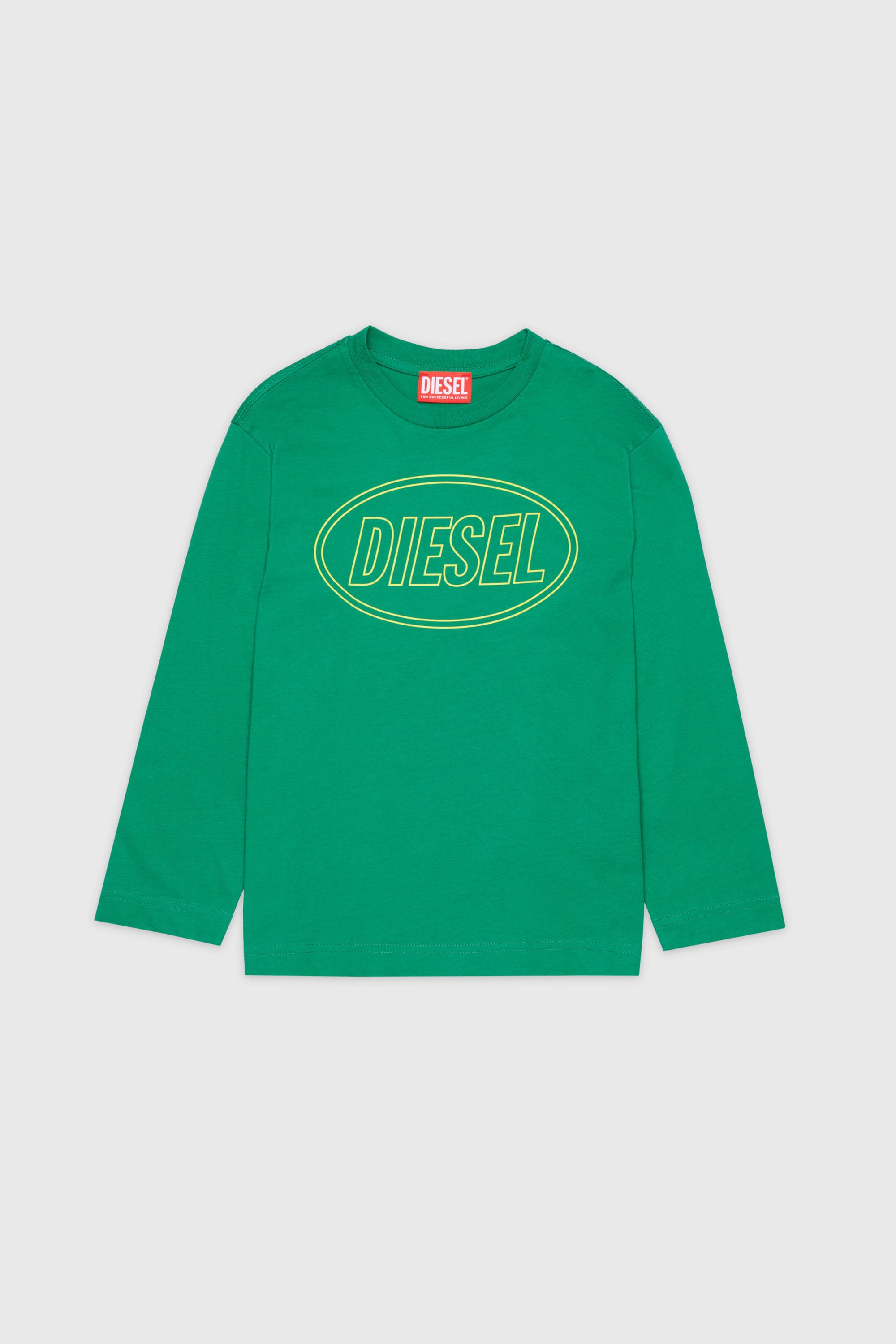 Diesel - TCIRCLELS OVER, Man's Long-sleeve T-shirt with Oval D logo in Green - 1