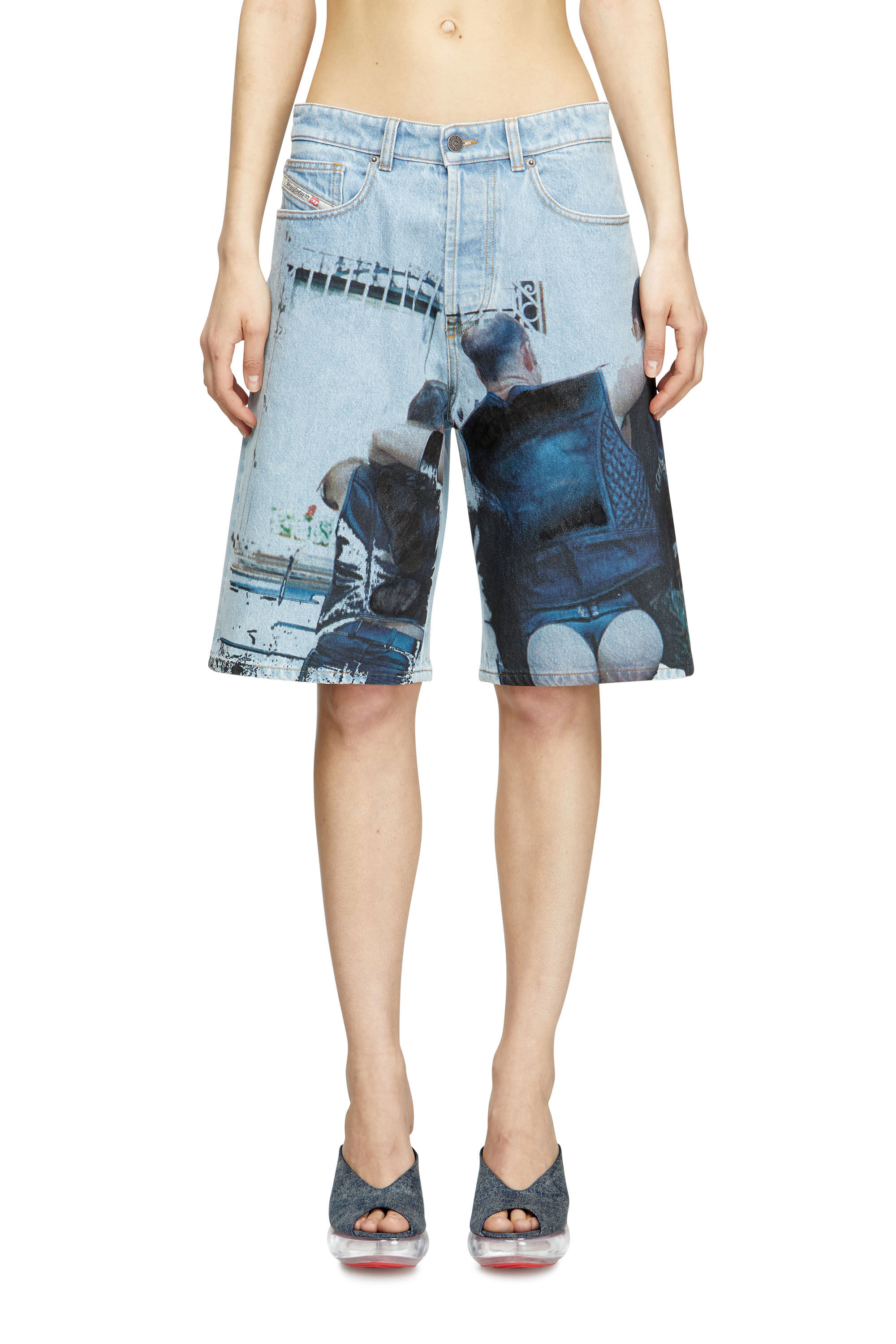 Diesel - PR-D-RIXFORD-S, Unisex's Denim shorts with faded print in Light Blue - 5