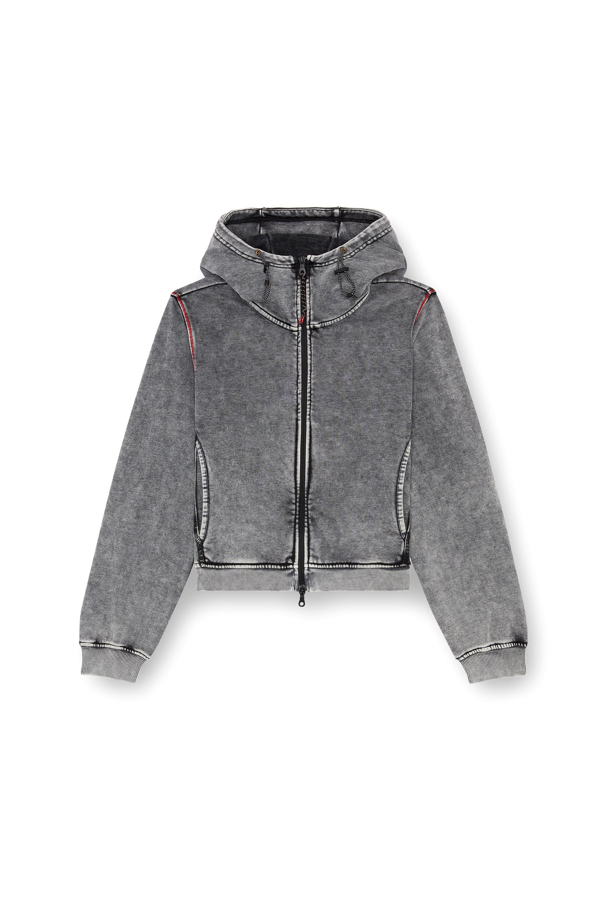Diesel - AWST-ABIRA-HT44, Woman Faded hoodie with zip back in Grey - Image 2