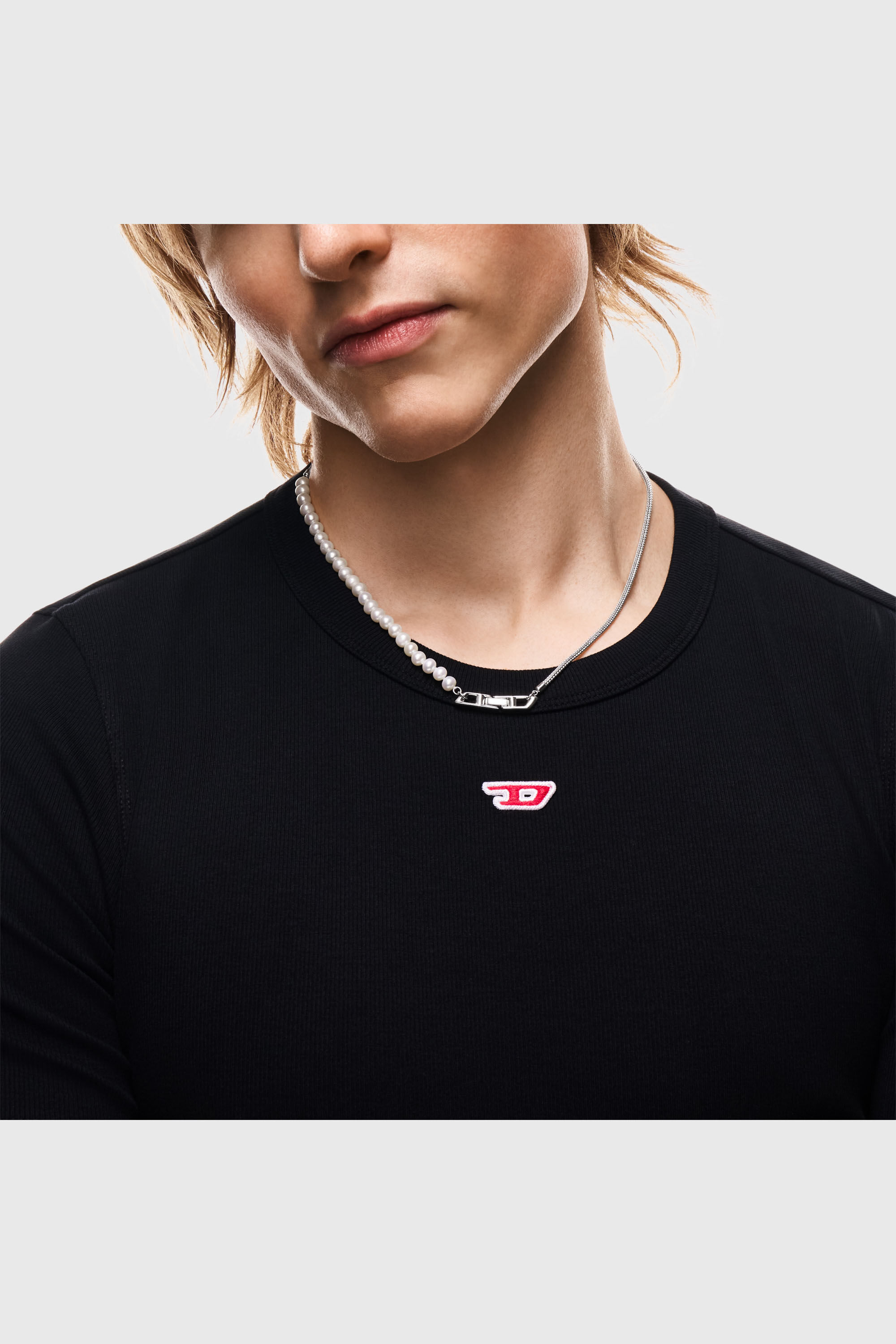 Diesel - DL1369040 STERLING SILVER JEWEL, Unisex's Sterling silver and pearl chain necklace in Silver - 3