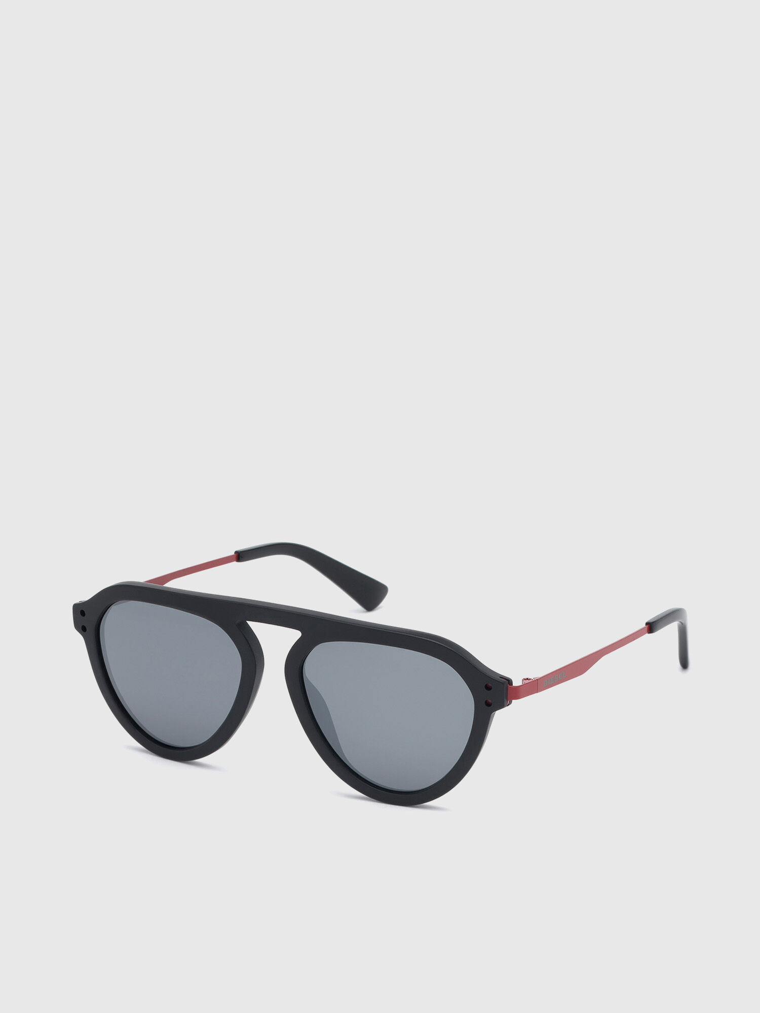Diesel - DL0277, Man's Pilot shape sunglasses in acetate in Black/Red - 2